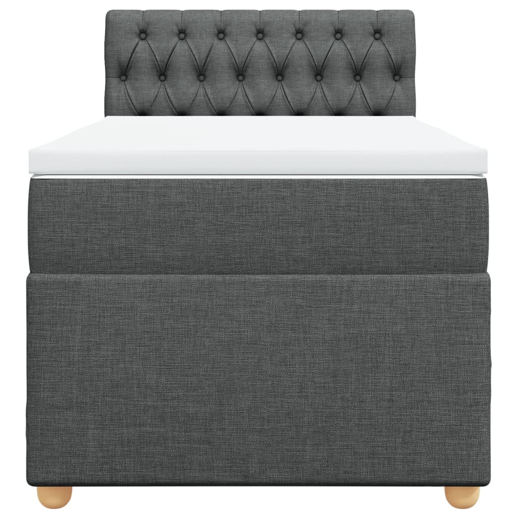vidaXL Κρεβάτι Boxspring με Στρώμα Σκούρο Γκρι 90x200 εκ. Υφασμάτινο