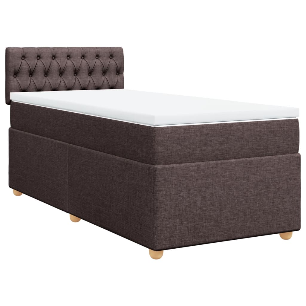 vidaXL Κρεβάτι Boxspring με Στρώμα Σκούρο Καφέ 90x200 εκ. Υφασμάτινο