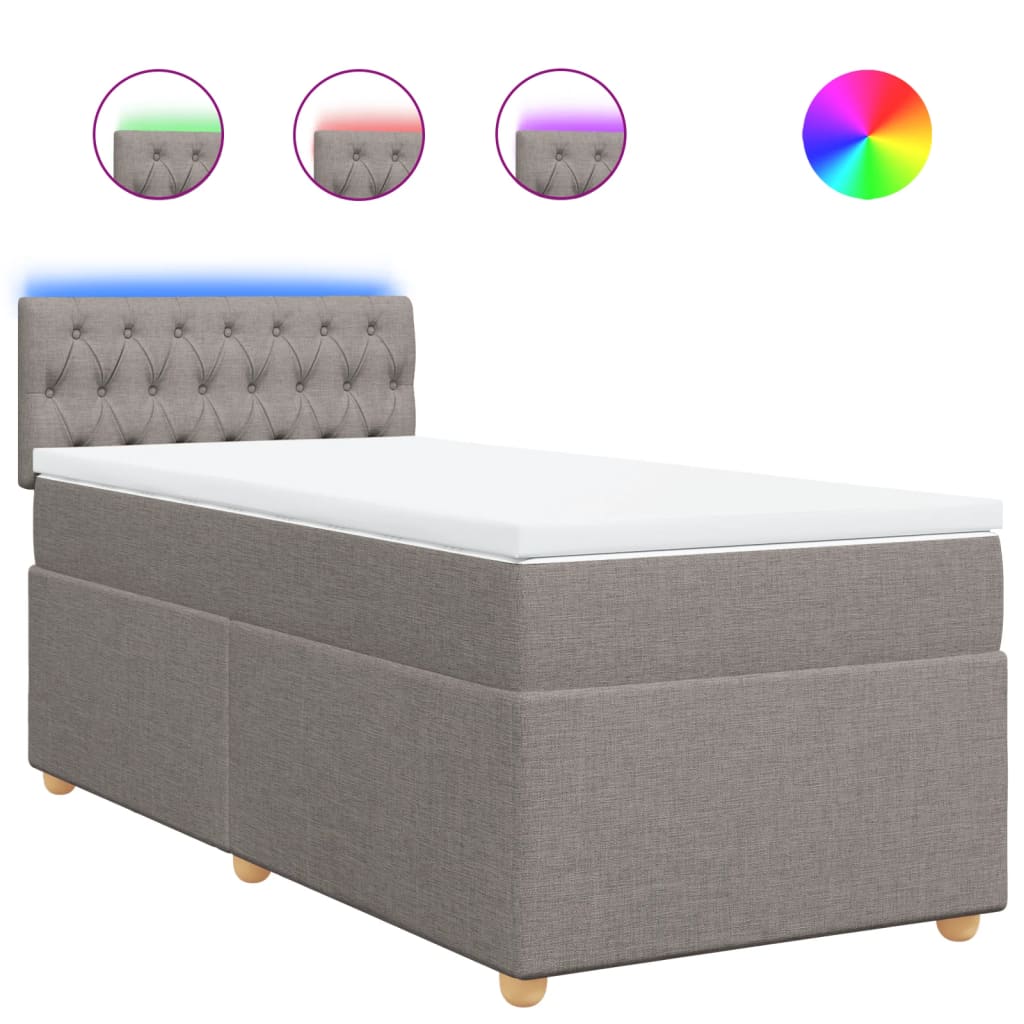 vidaXL Κρεβάτι Boxspring με Στρώμα Taupe 90x200 εκ. Υφασμάτινο