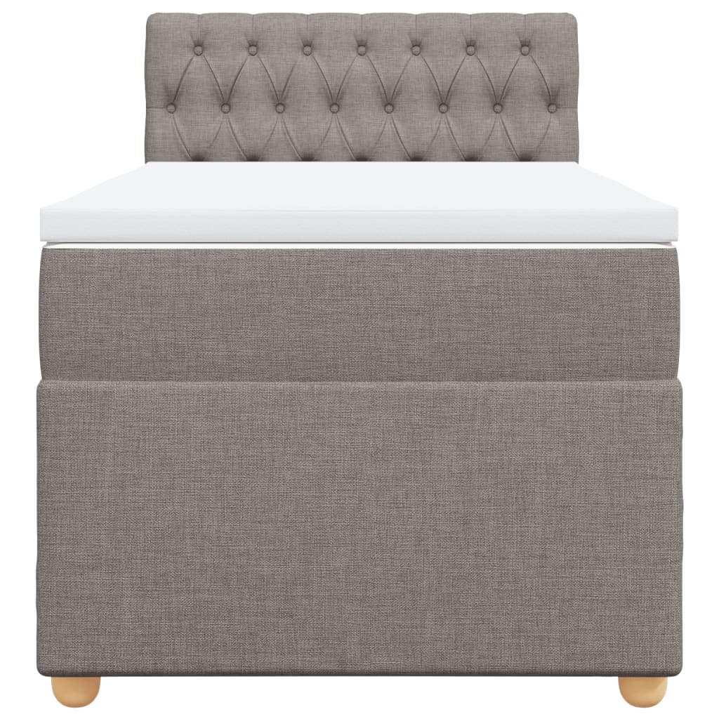 vidaXL Κρεβάτι Boxspring με Στρώμα Taupe 90x200 εκ. Υφασμάτινο
