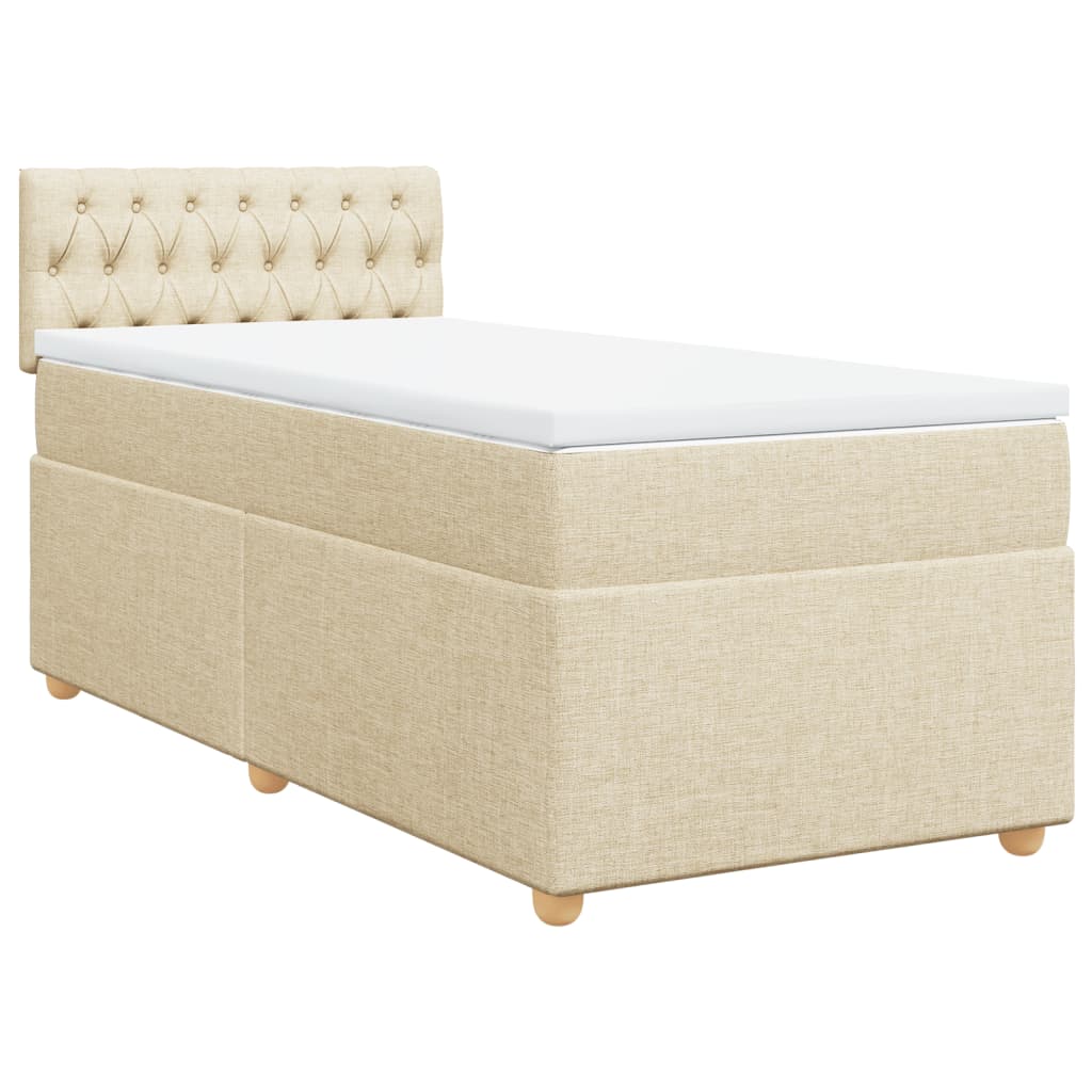 vidaXL Κρεβάτι Boxspring με Στρώμα Κρεμ 90x200 εκ.Υφασμάτινο