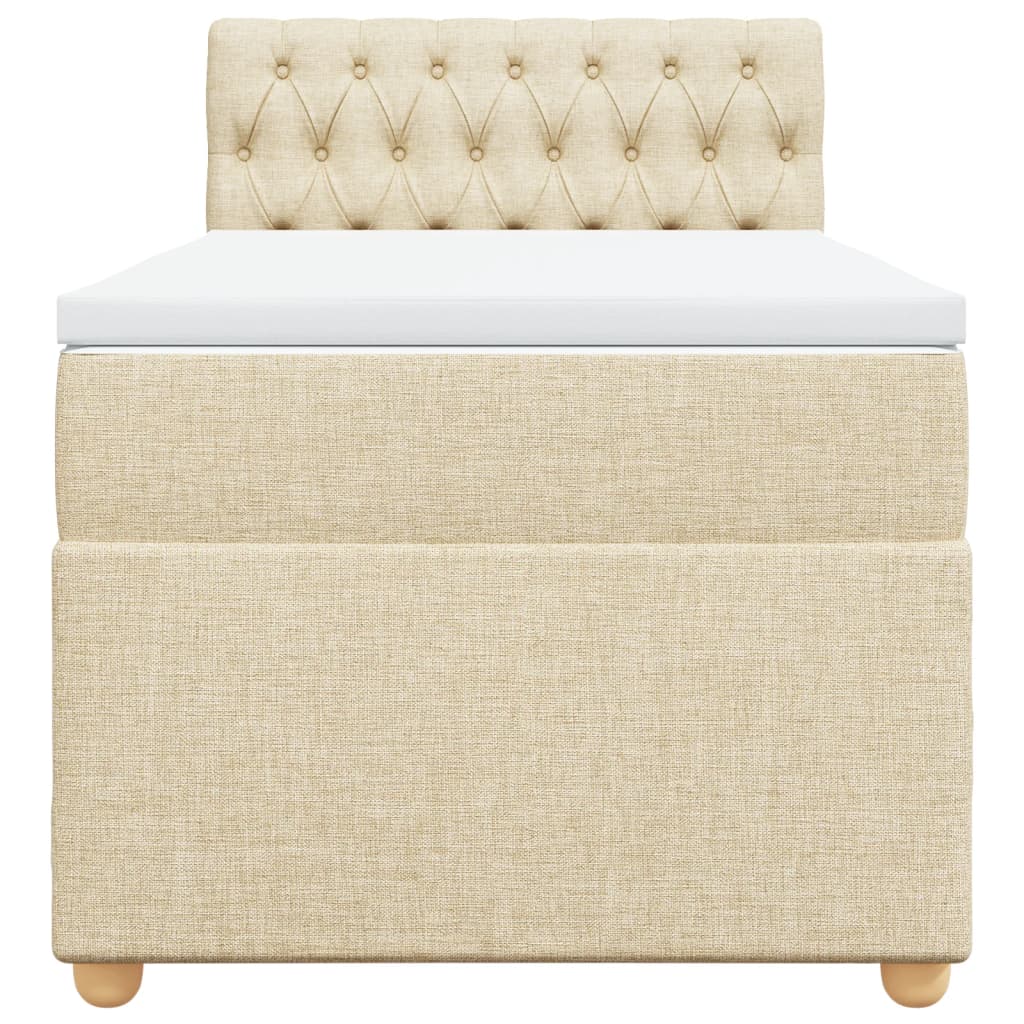 vidaXL Κρεβάτι Boxspring με Στρώμα Κρεμ 90x200 εκ.Υφασμάτινο
