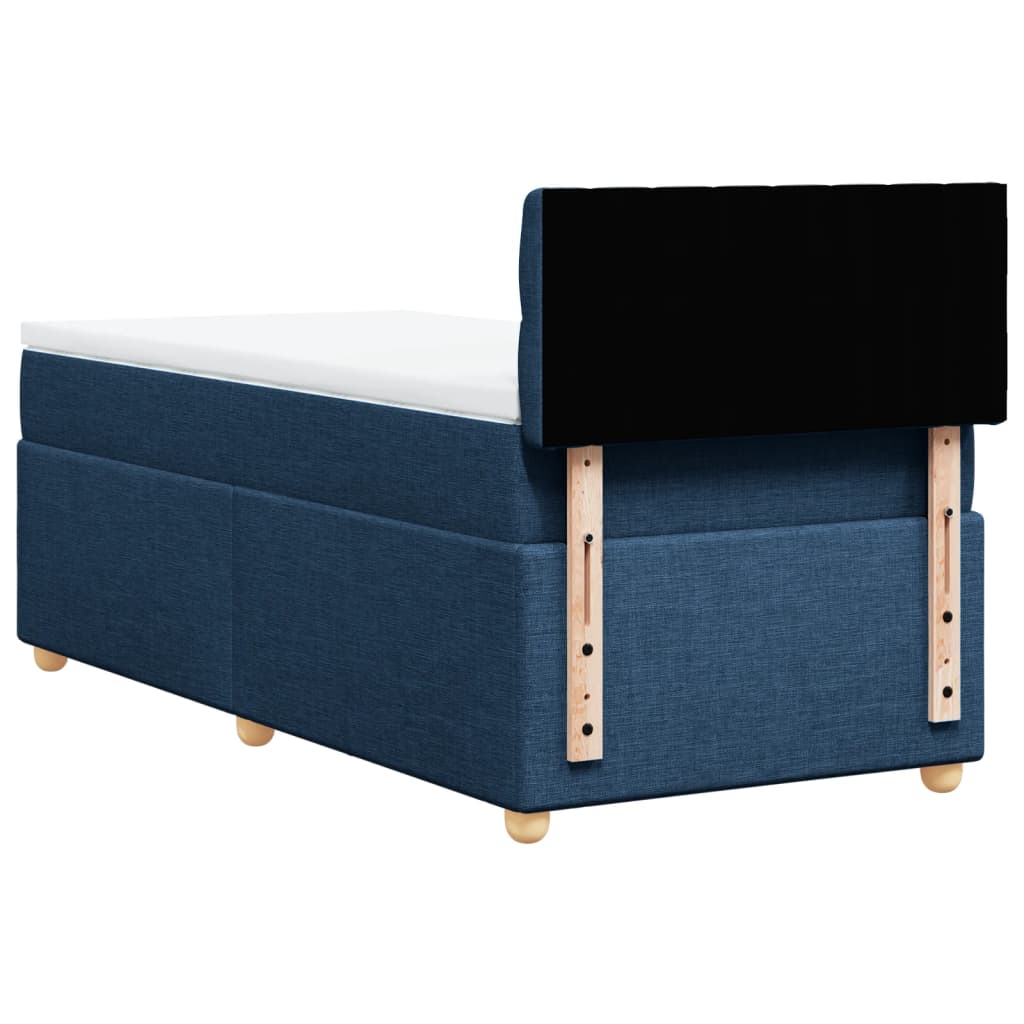 vidaXL Κρεβάτι Boxspring με Στρώμα Μπλε 90x200 εκ.Υφασμάτινο