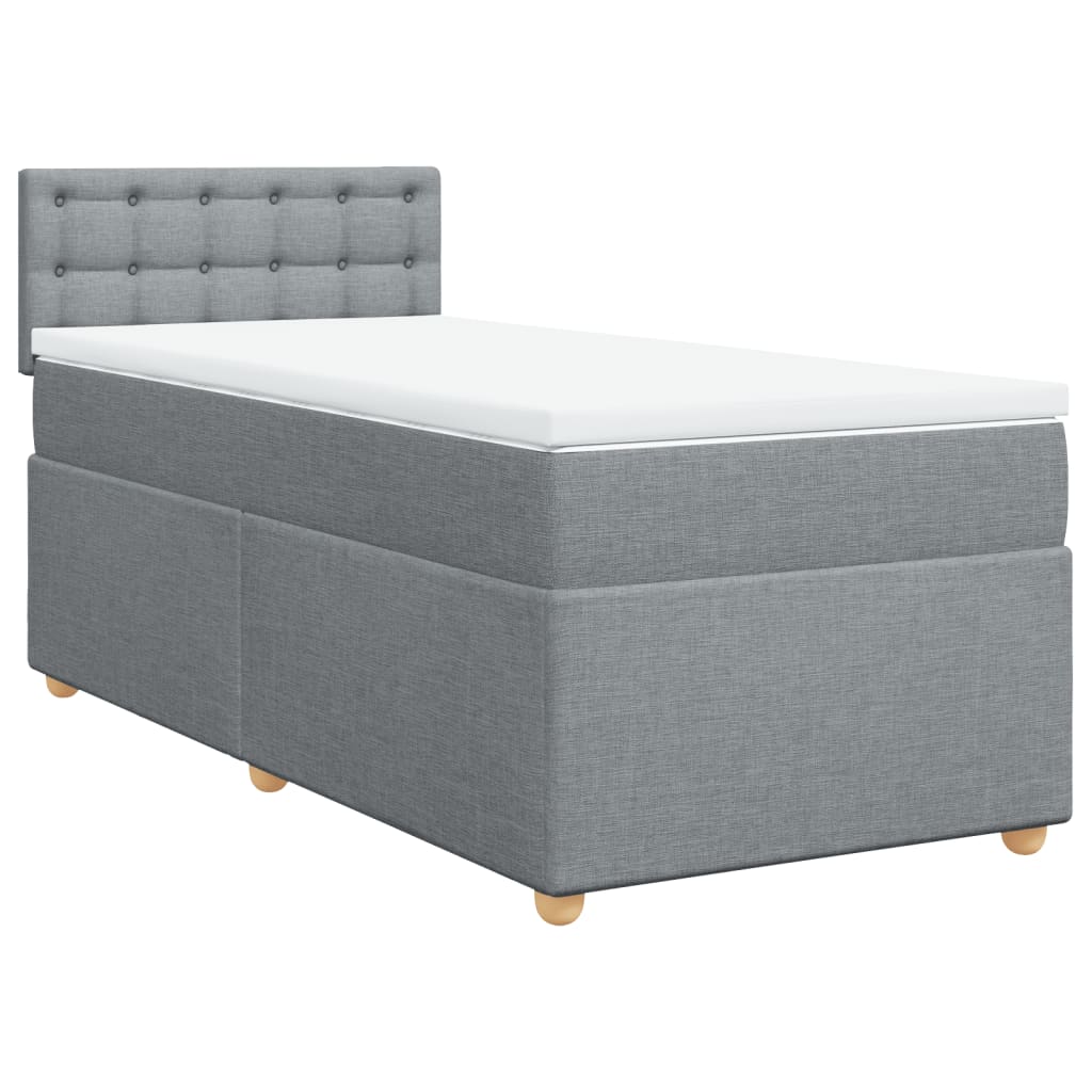 vidaXL Κρεβάτι Boxspring με Στρώμα Ανοιχτό Γκρι 90x200 εκ. Υφασμάτινο