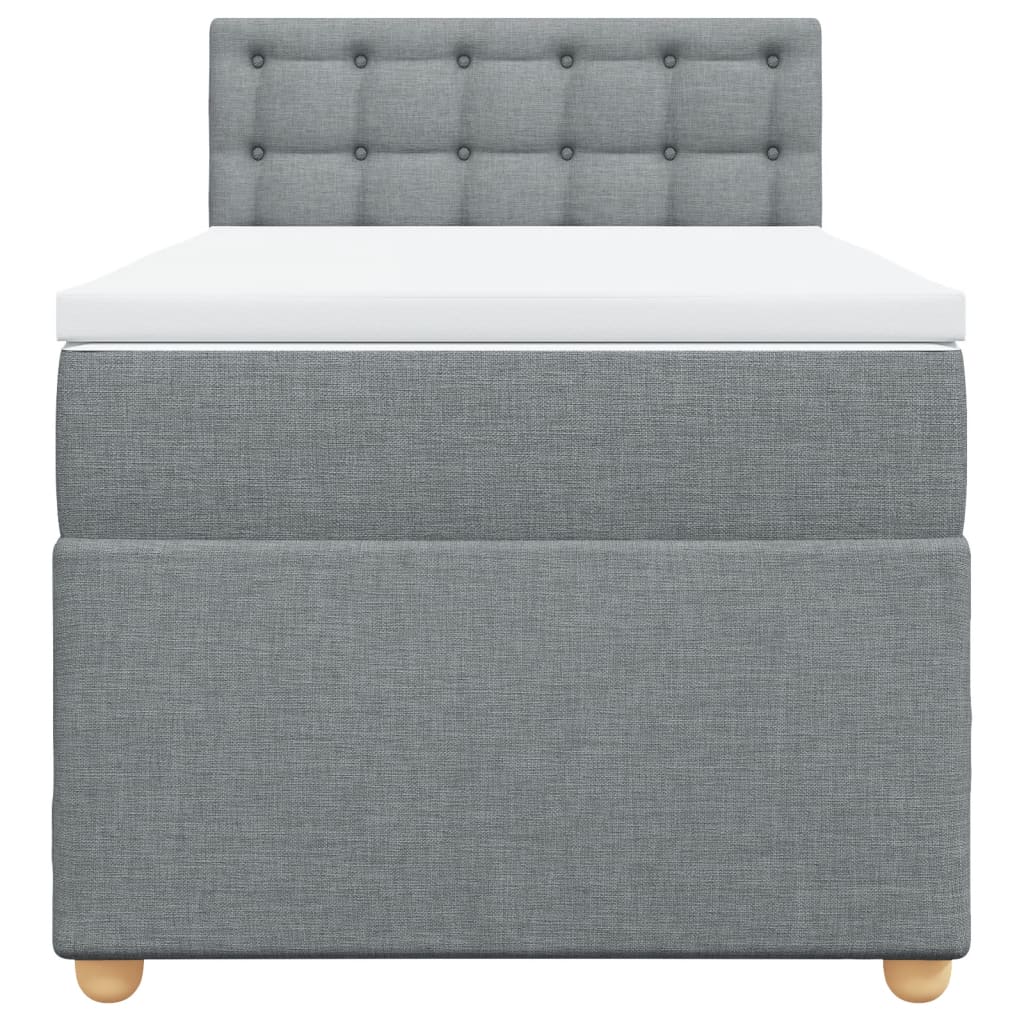 vidaXL Κρεβάτι Boxspring με Στρώμα Ανοιχτό Γκρι 90x200 εκ. Υφασμάτινο