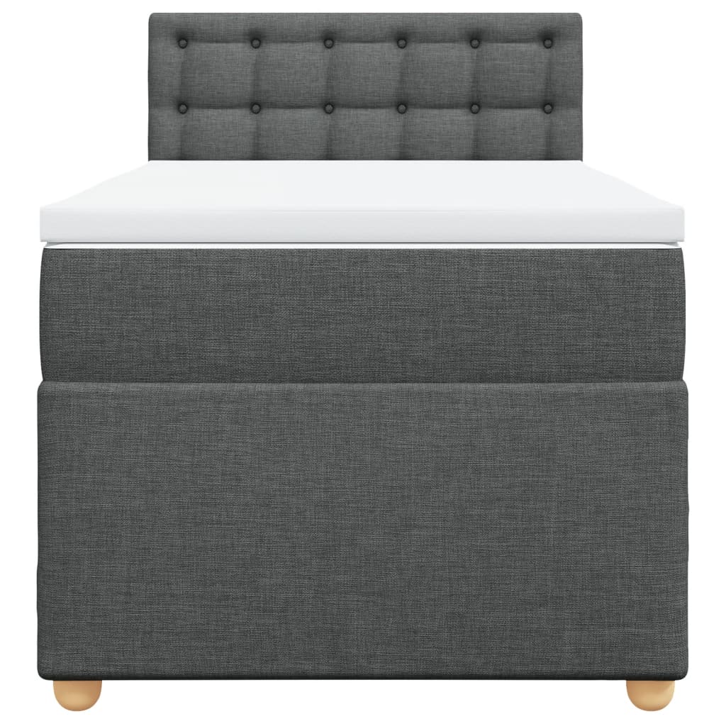vidaXL Κρεβάτι Boxspring με Στρώμα Σκούρο Γκρι 90x200 εκ. Υφασμάτινο