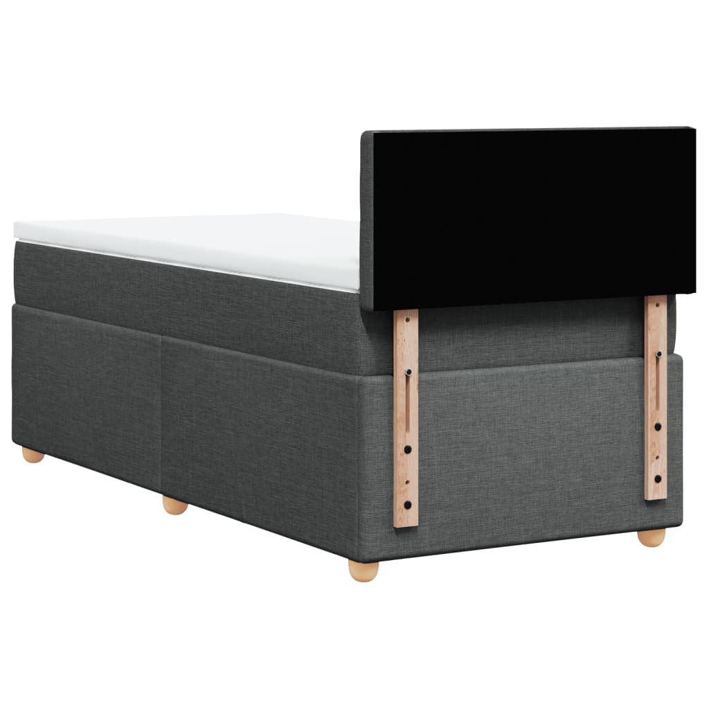 vidaXL Κρεβάτι Boxspring με Στρώμα Σκούρο Γκρι 90x200 εκ. Υφασμάτινο