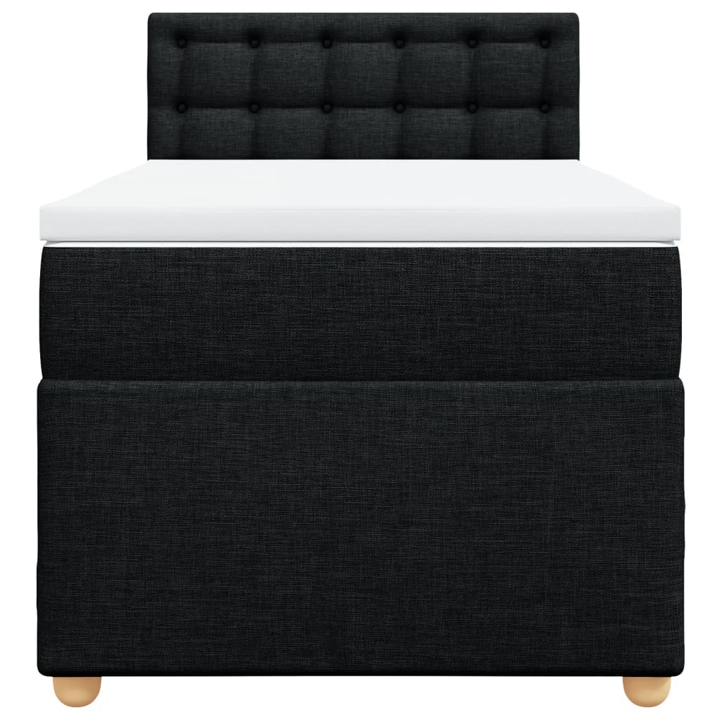 vidaXL Κρεβάτι Boxspring με Στρώμα Μαύρο 90x200 εκ. Υφασμάτινο