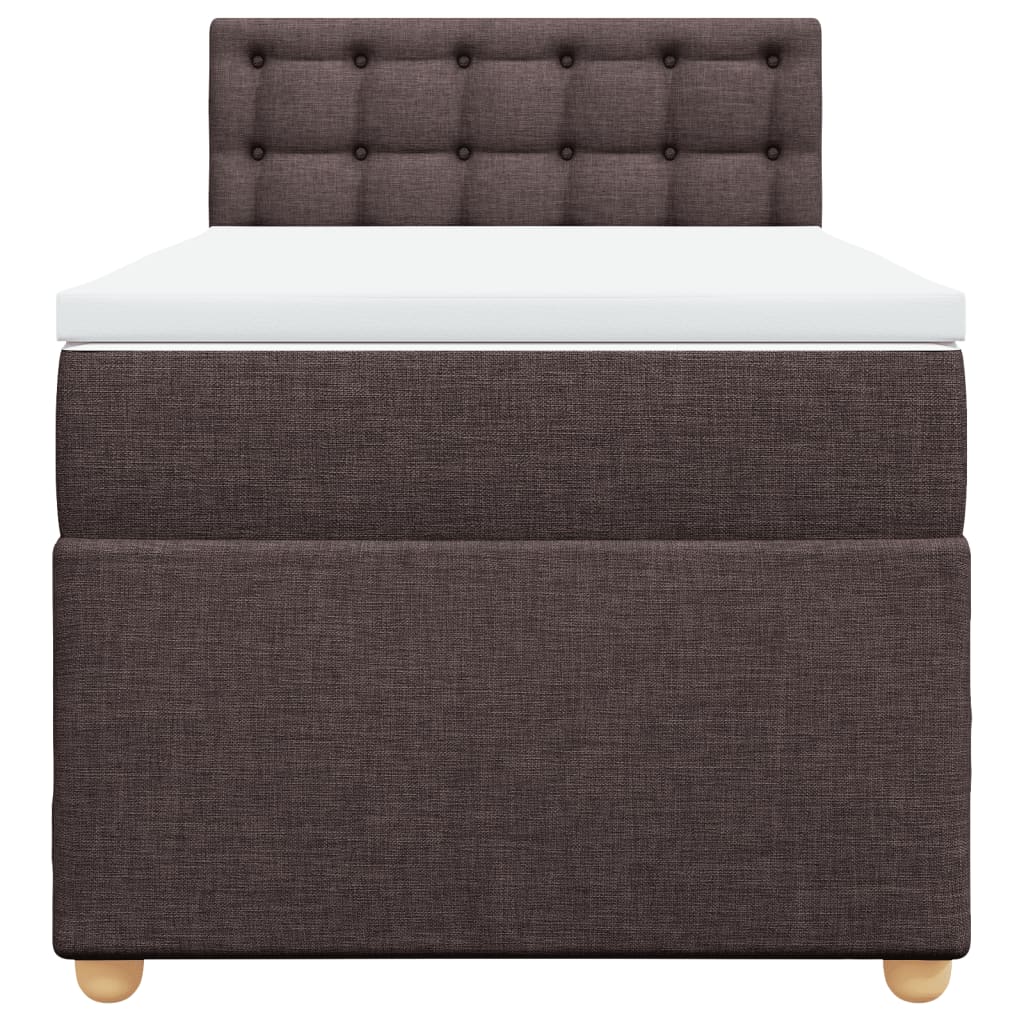 vidaXL Κρεβάτι Boxspring με Στρώμα Σκούρο Καφέ 90x200 εκ. Υφασμάτινο