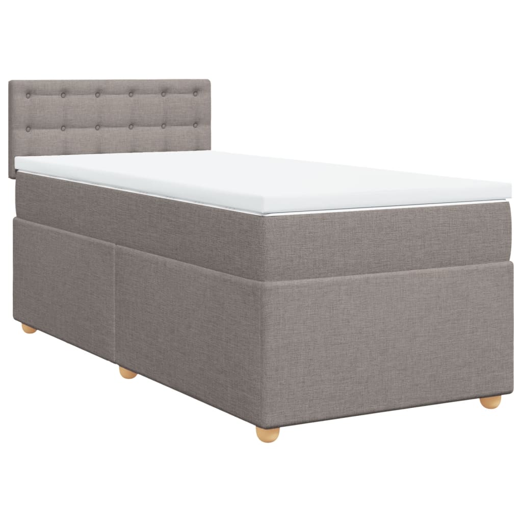 vidaXL Κρεβάτι Boxspring με Στρώμα Taupe 90x200 εκ. Υφασμάτινο