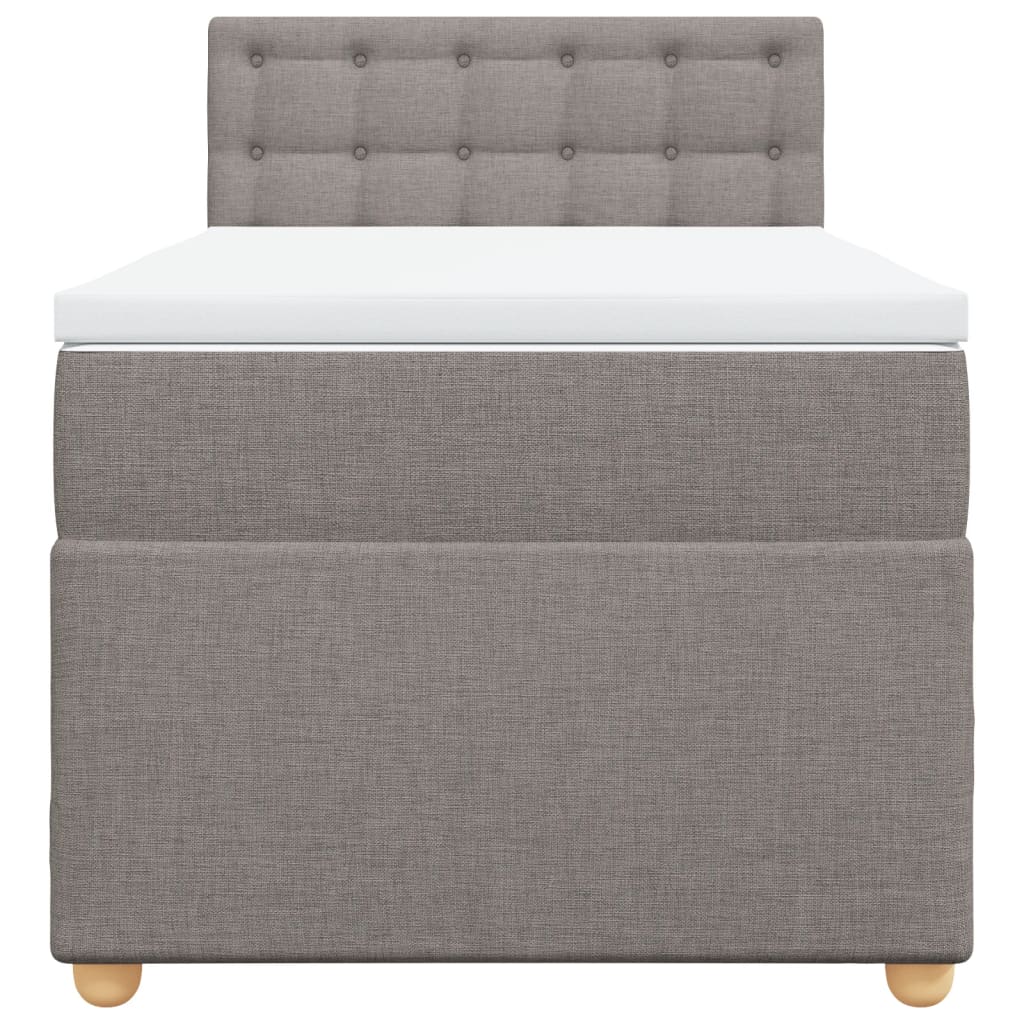 vidaXL Κρεβάτι Boxspring με Στρώμα Taupe 90x200 εκ. Υφασμάτινο