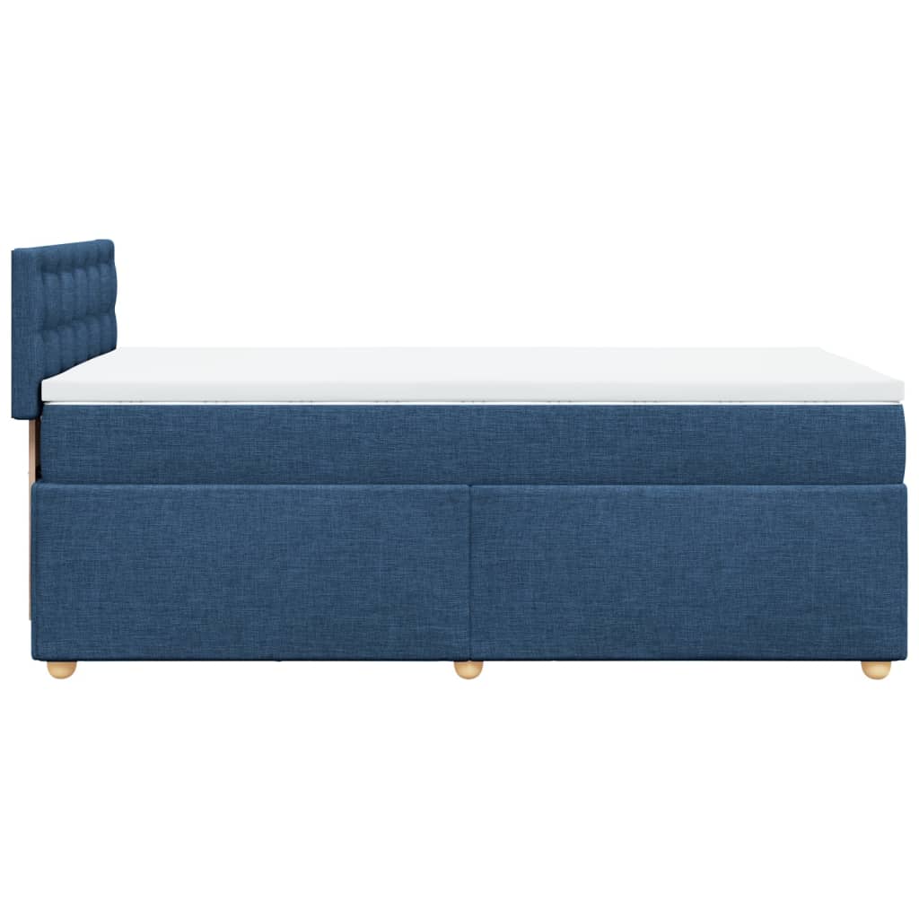 vidaXL Κρεβάτι Boxspring με Στρώμα Μπλε 90x200 εκ.Υφασμάτινο