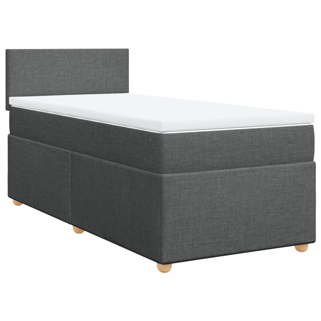 vidaXL Κρεβάτι Boxspring με Στρώμα Σκούρο Γκρι 100x200 εκ. Υφασμάτινο
