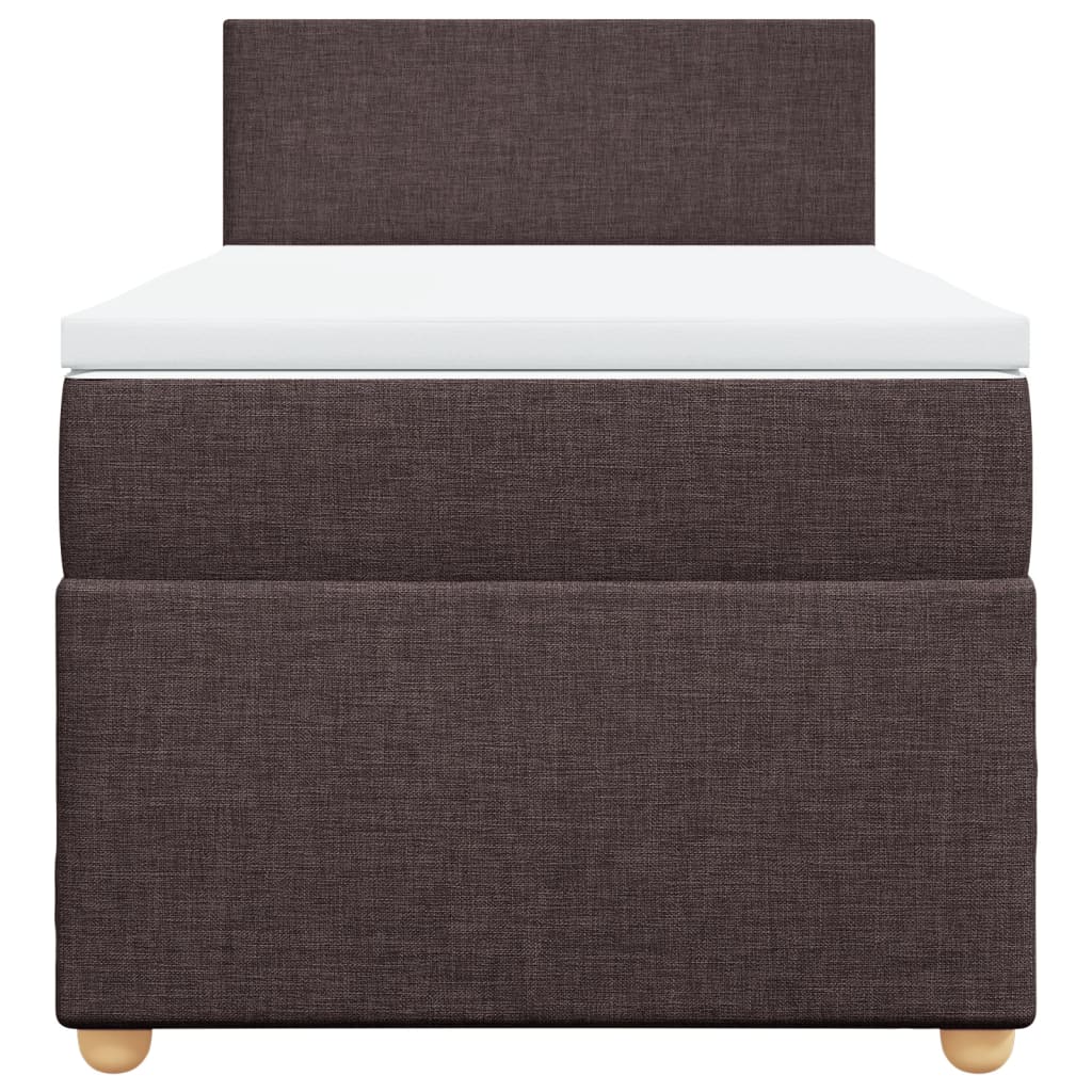 vidaXL Κρεβάτι Boxspring με Στρώμα Σκούρο Καφέ 100x200 εκ. Υφασμάτινο