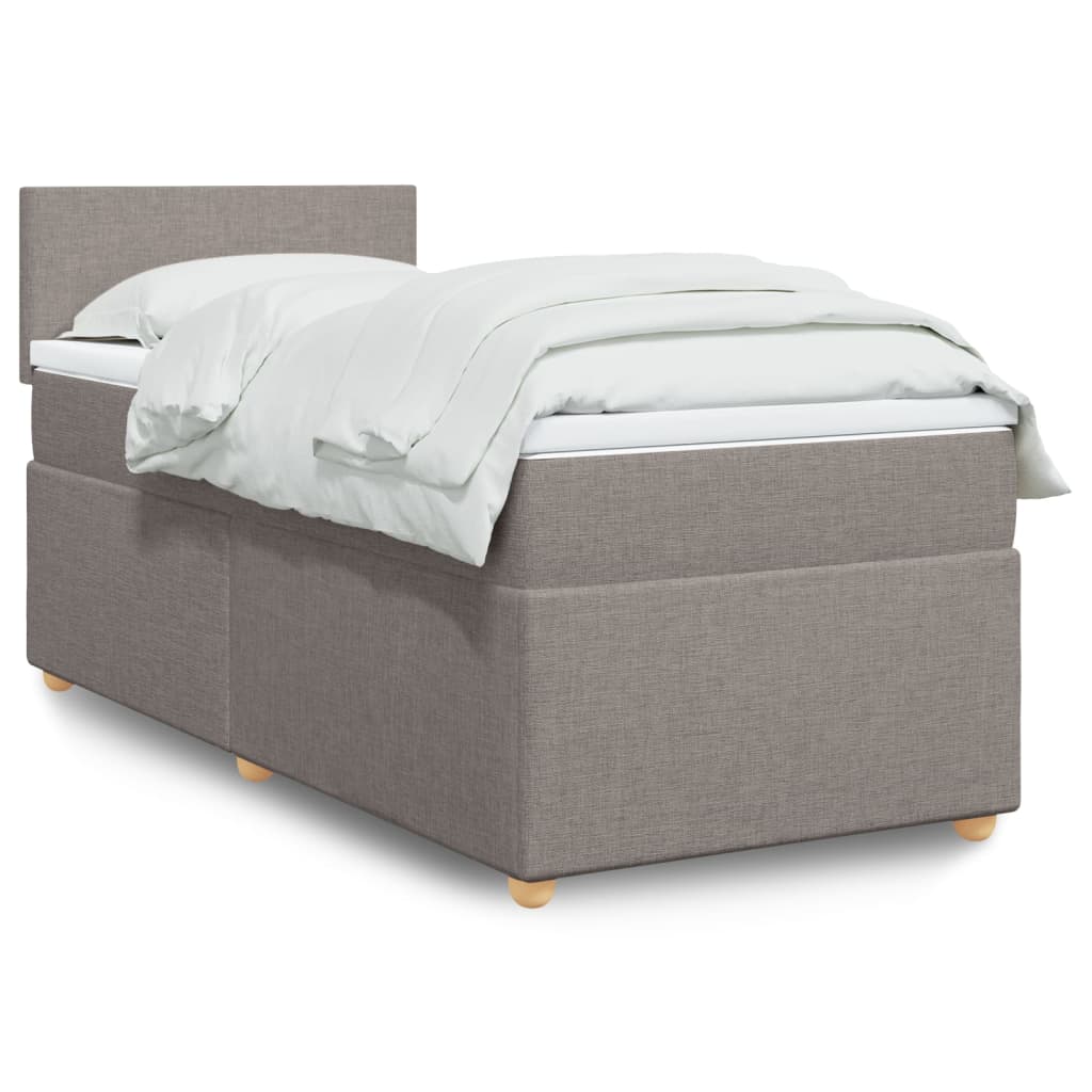 vidaXL Κρεβάτι Boxspring με Στρώμα Taupe 100 x 200 εκ. Υφασμάτινο
