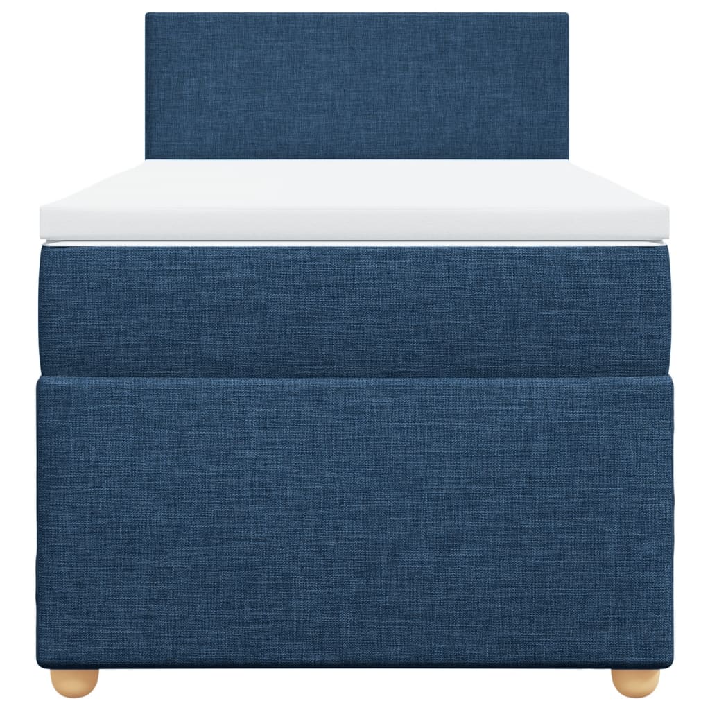 vidaXL Κρεβάτι Boxspring με Στρώμα Μπλε 100 x 200 εκ. Υφασμάτινο