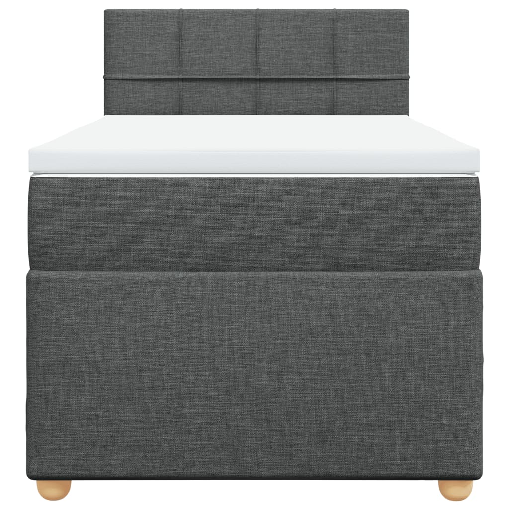 vidaXL Κρεβάτι Boxspring με Στρώμα Σκούρο Γκρι 100x200 εκ. Υφασμάτινο