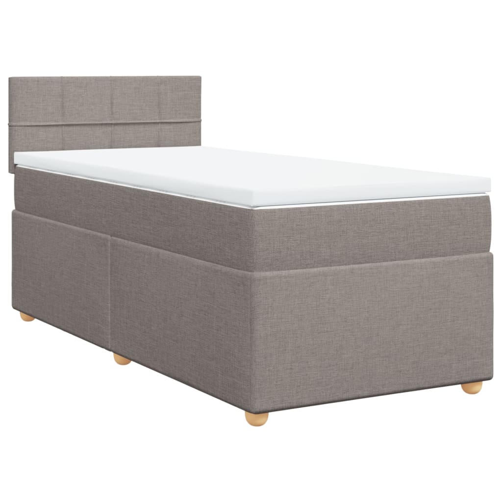 vidaXL Κρεβάτι Boxspring με Στρώμα Taupe 100 x 200 εκ. Υφασμάτινο