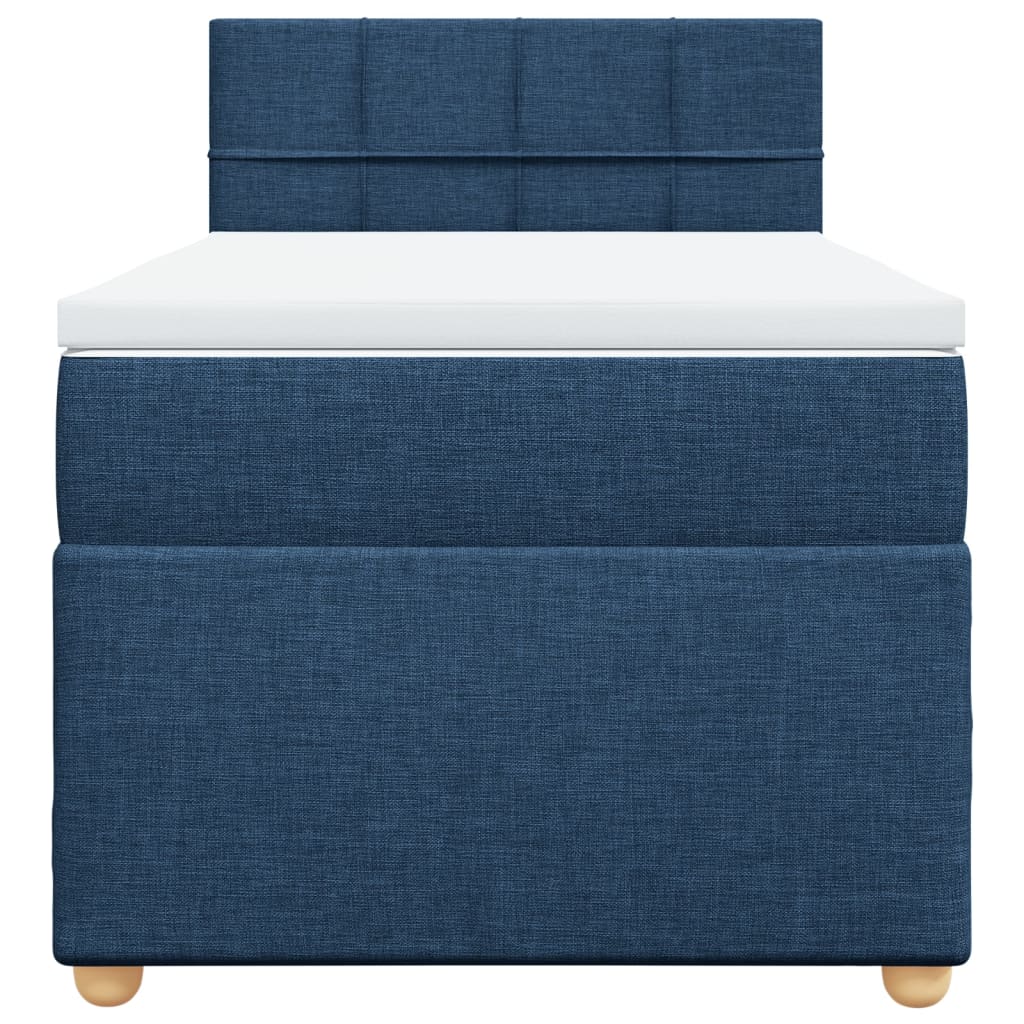 vidaXL Κρεβάτι Boxspring με Στρώμα Μπλε 100 x 200 εκ. Υφασμάτινο