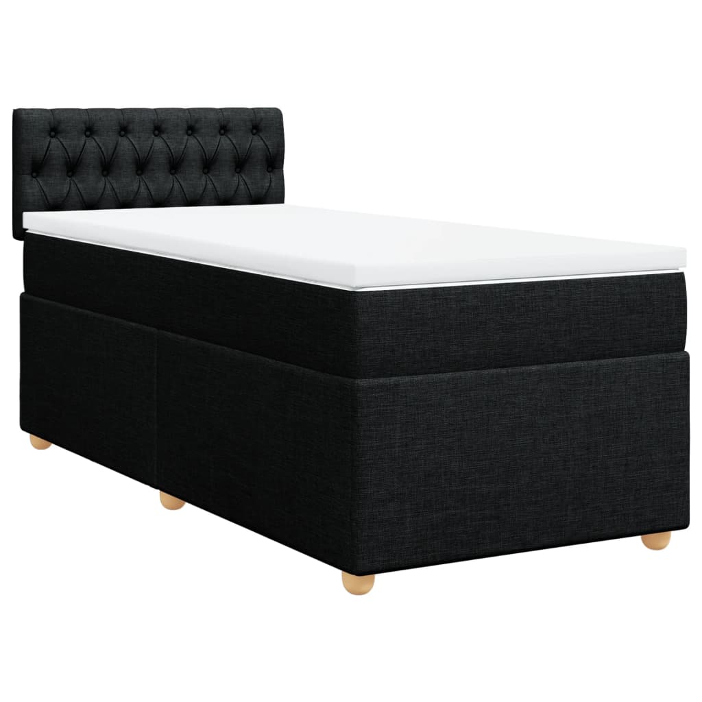 vidaXL Κρεβάτι Boxspring με Στρώμα Μαύρο 100 x 200 εκ. Υφασμάτινο