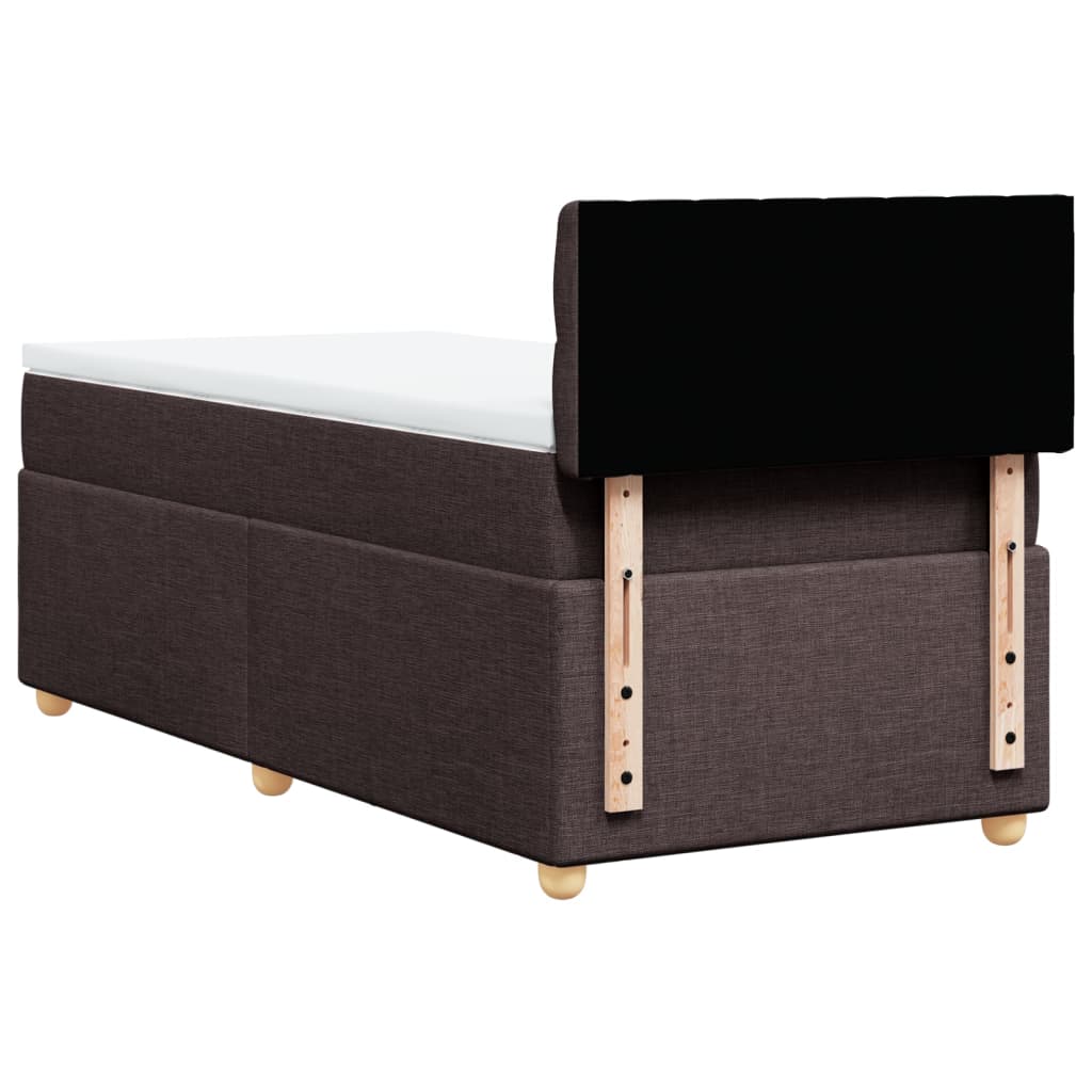 vidaXL Κρεβάτι Boxspring με Στρώμα Σκούρο Καφέ 100x200 εκ. Υφασμάτινο