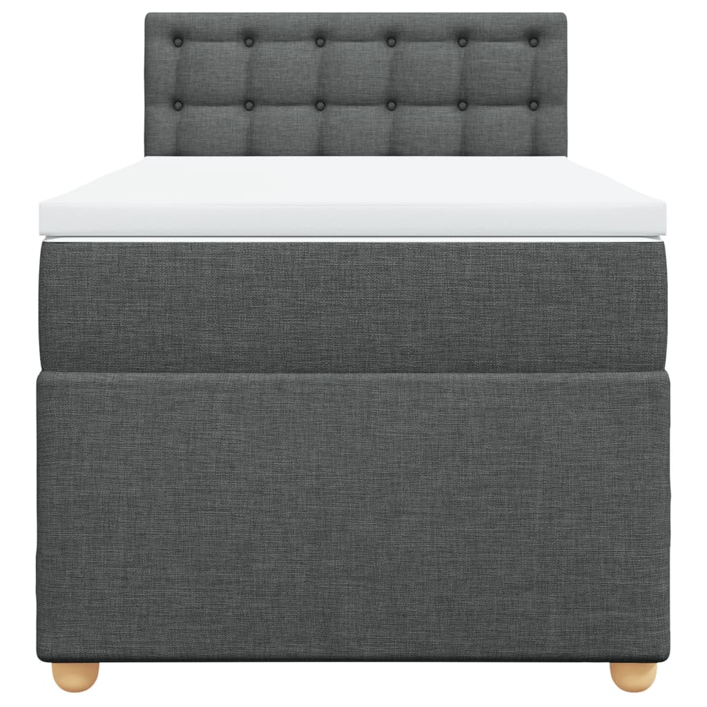 vidaXL Κρεβάτι Boxspring με Στρώμα Σκούρο Γκρι 100x200 εκ. Υφασμάτινο
