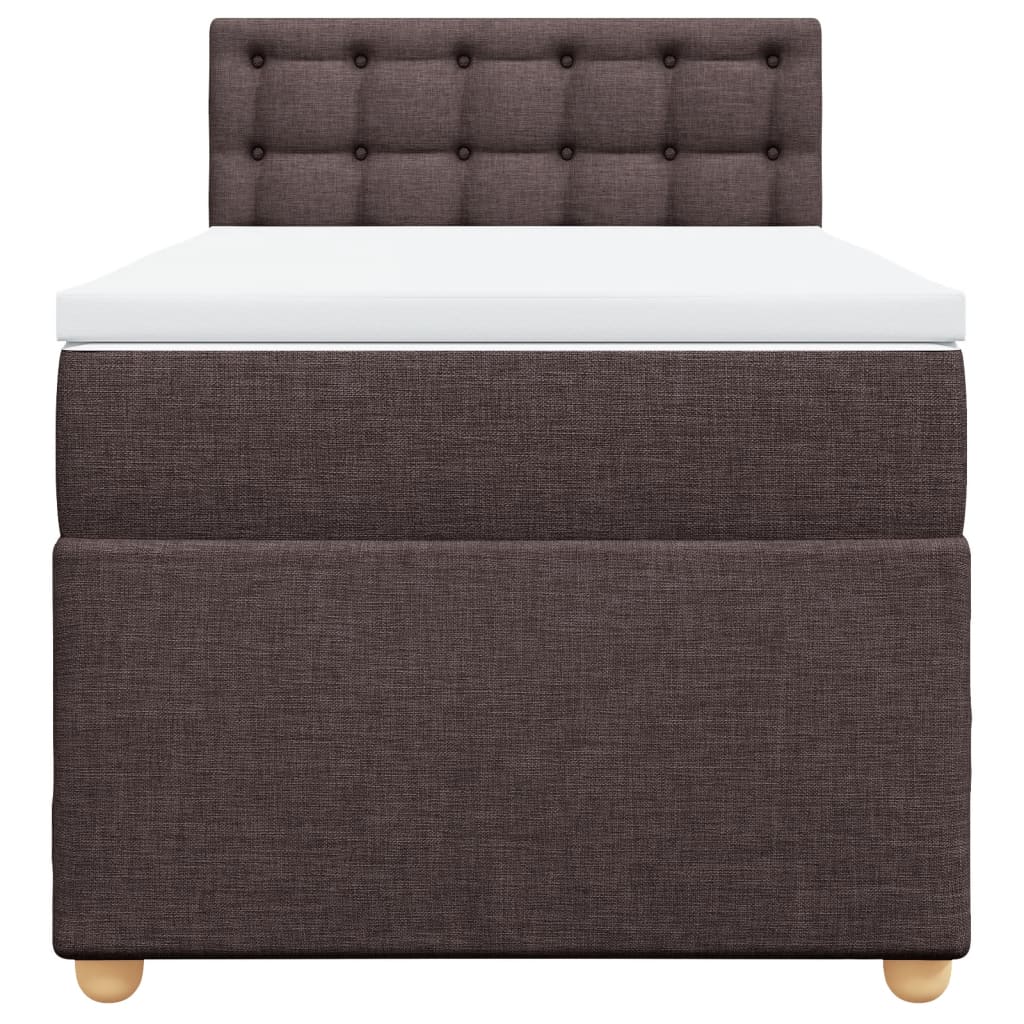 vidaXL Κρεβάτι Boxspring με Στρώμα Σκούρο Καφέ 100x200 εκ. Υφασμάτινο