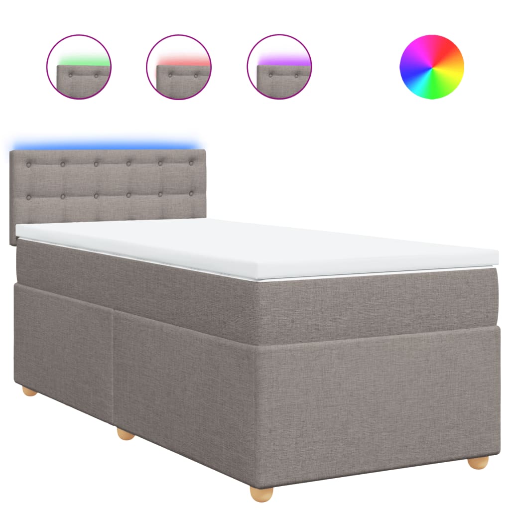 vidaXL Κρεβάτι Boxspring με Στρώμα Taupe 100 x 200 εκ. Υφασμάτινο