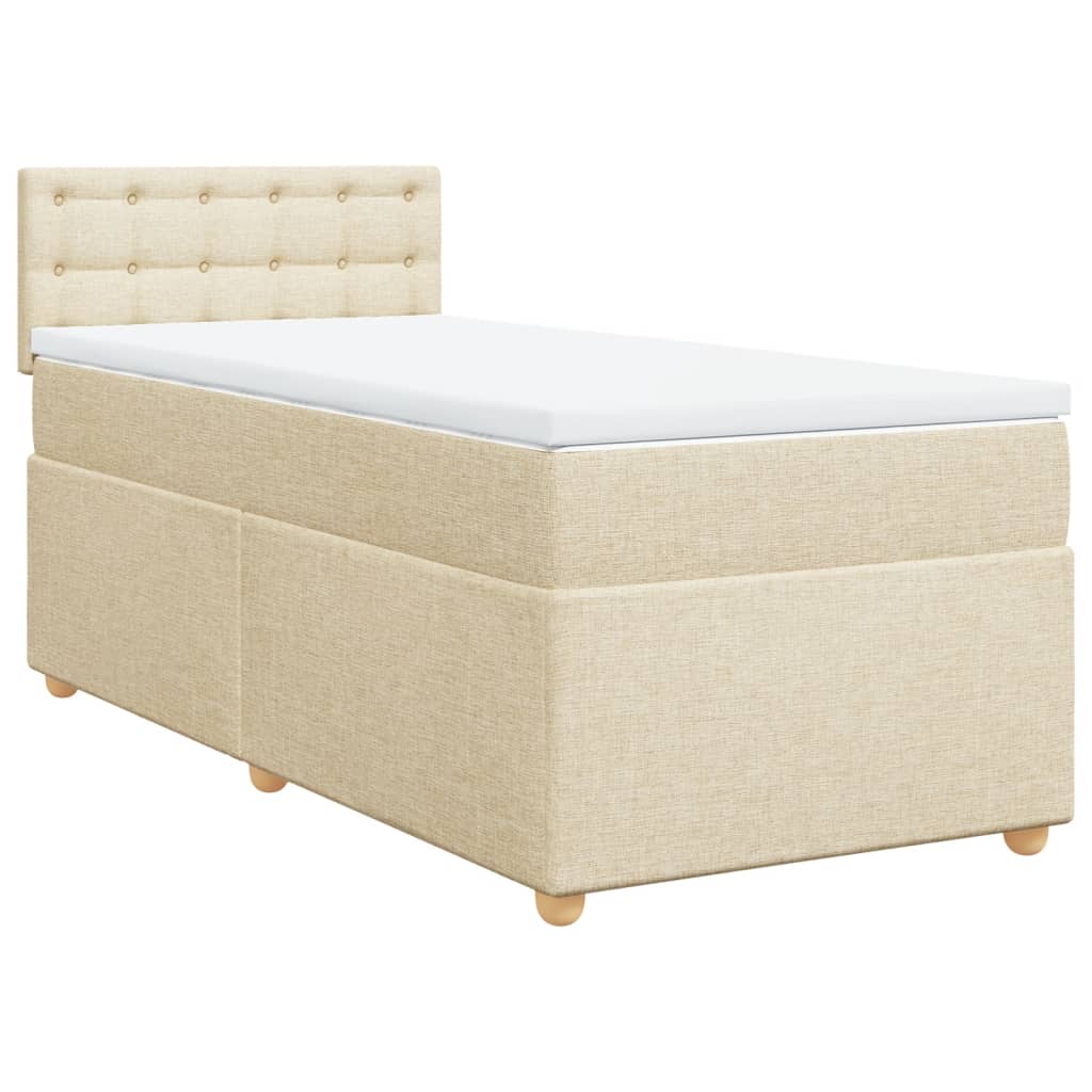vidaXL Κρεβάτι Boxspring με Στρώμα Κρεμ 100 x 200 εκ. Υφασμάτινο