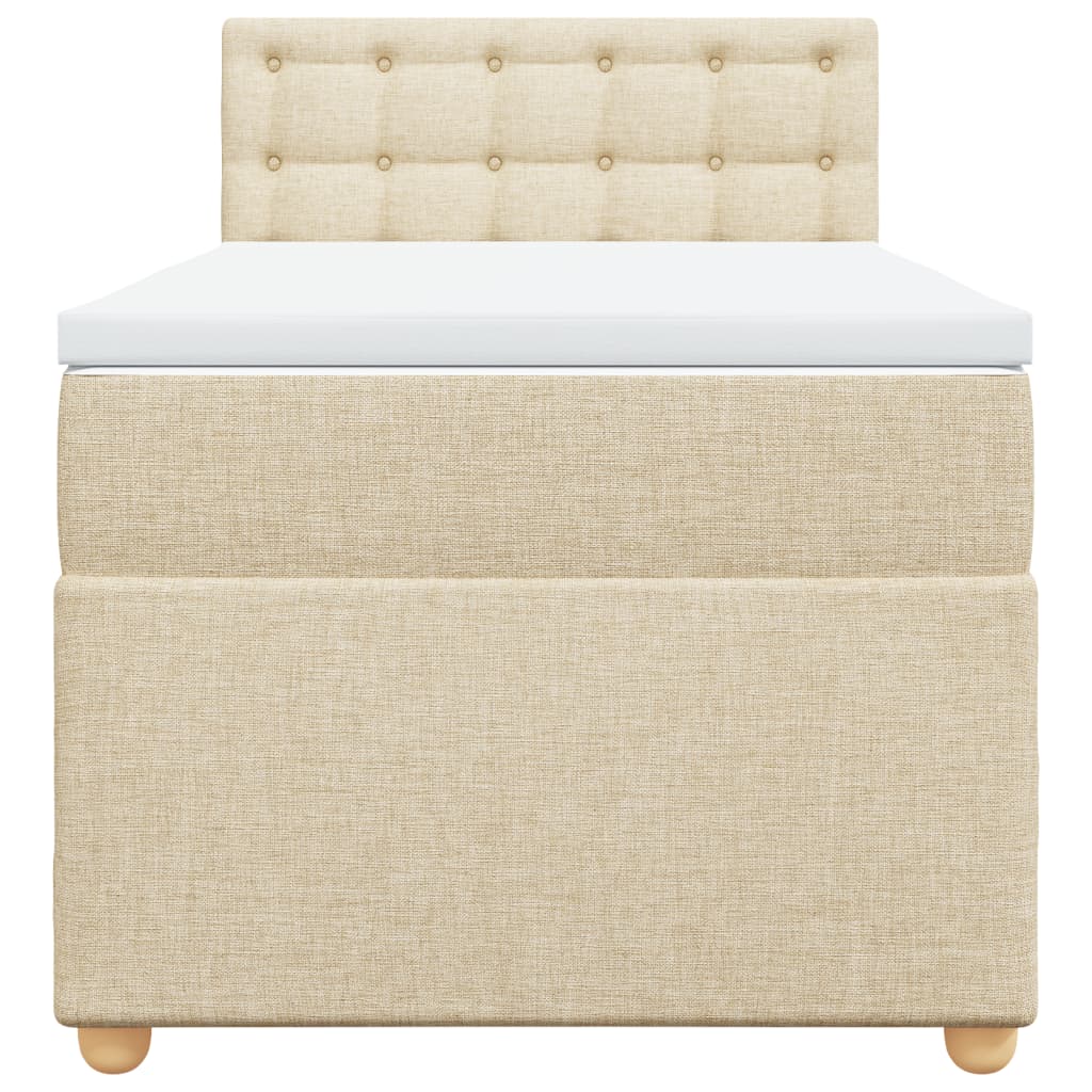 vidaXL Κρεβάτι Boxspring με Στρώμα Κρεμ 100 x 200 εκ. Υφασμάτινο