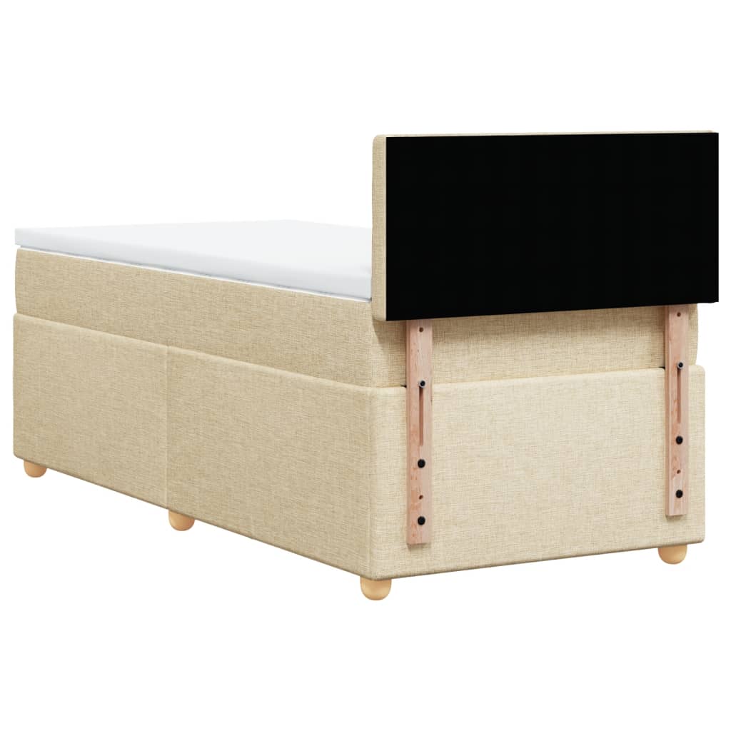 vidaXL Κρεβάτι Boxspring με Στρώμα Κρεμ 100 x 200 εκ. Υφασμάτινο