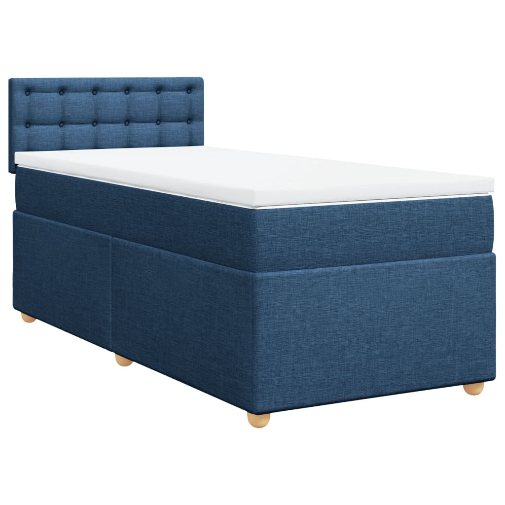 vidaXL Κρεβάτι Boxspring με Στρώμα Μπλε 100 x 200 εκ. Υφασμάτινο