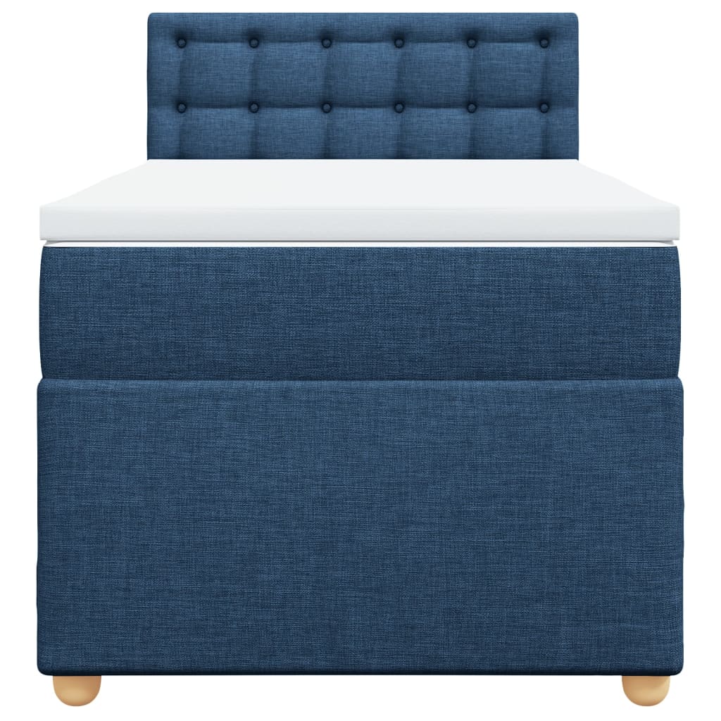 vidaXL Κρεβάτι Boxspring με Στρώμα Μπλε 100 x 200 εκ. Υφασμάτινο