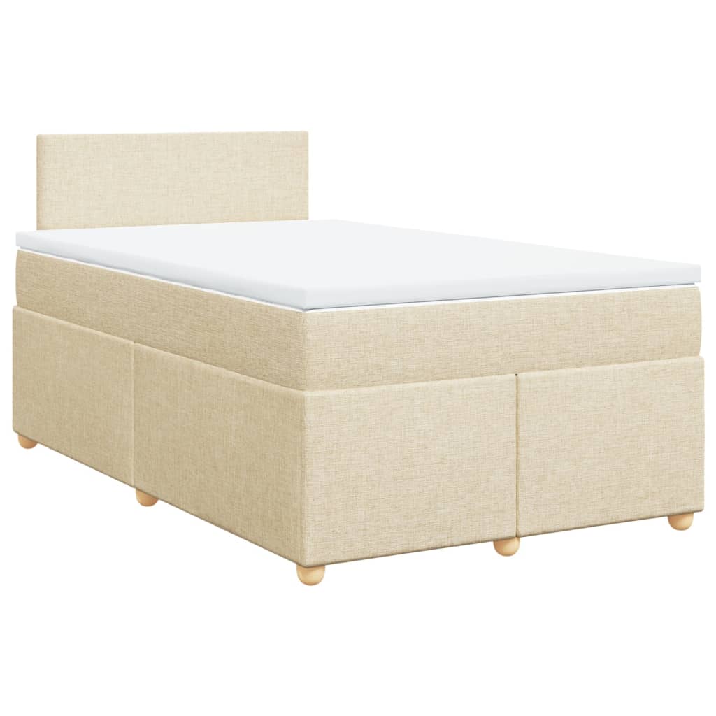 vidaXL Κρεβάτι Boxspring με Στρώμα Κρεμ 120x190 εκ. Υφασμάτινο