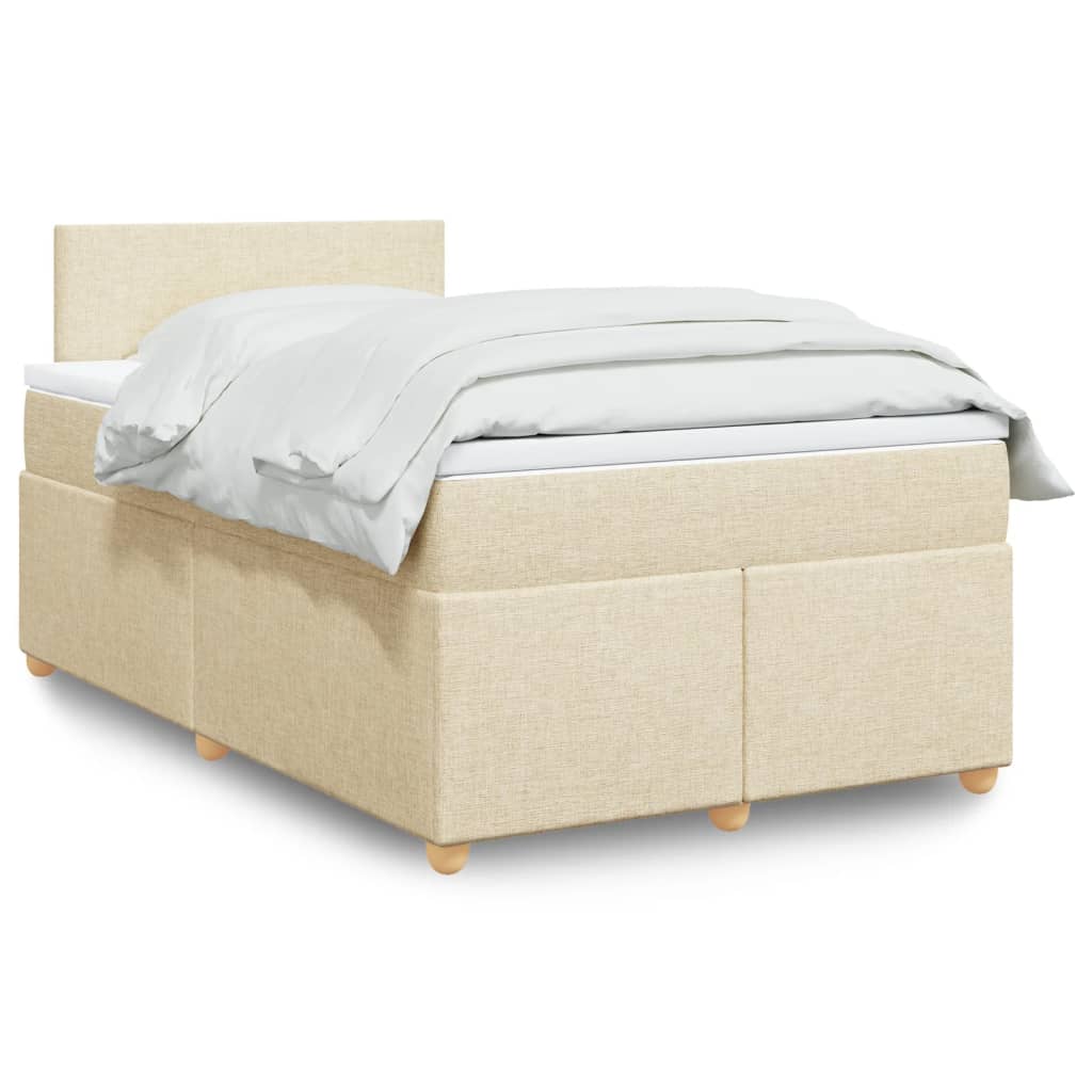 vidaXL Κρεβάτι Boxspring με Στρώμα Κρεμ 120x190 εκ. Υφασμάτινο