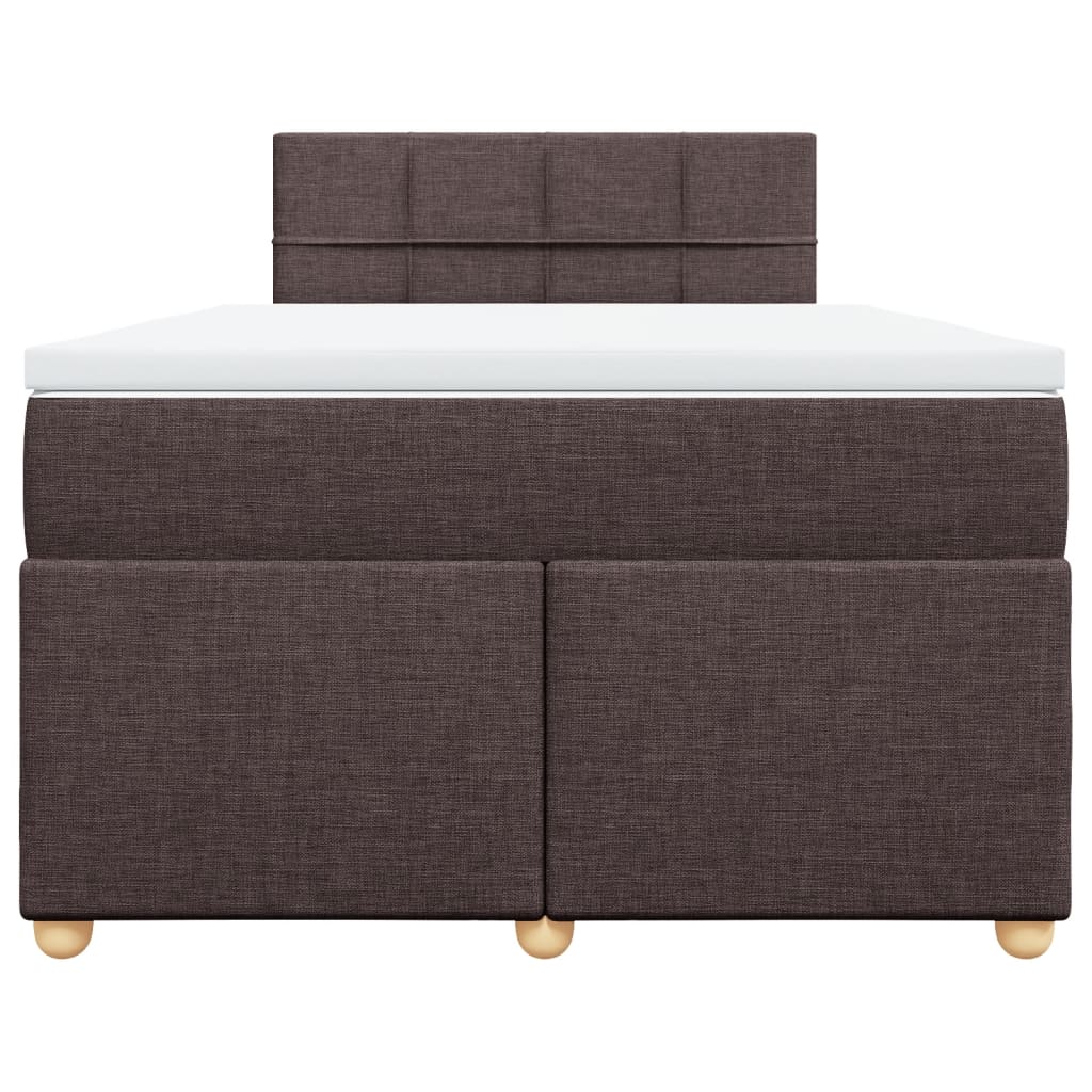 vidaXL Κρεβάτι Boxspring με Στρώμα Σκούρο Καφέ 120x190 εκ Υφασμάτινο