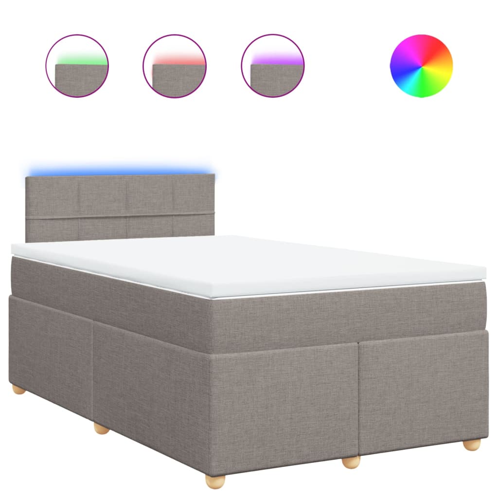 vidaXL Κρεβάτι Boxspring με Στρώμα Taupe 120x190 εκ. Υφασμάτινο