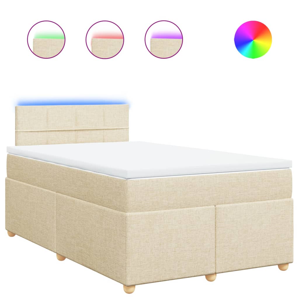 vidaXL Κρεβάτι Boxspring με Στρώμα Κρεμ 120x190 εκ. Υφασμάτινο