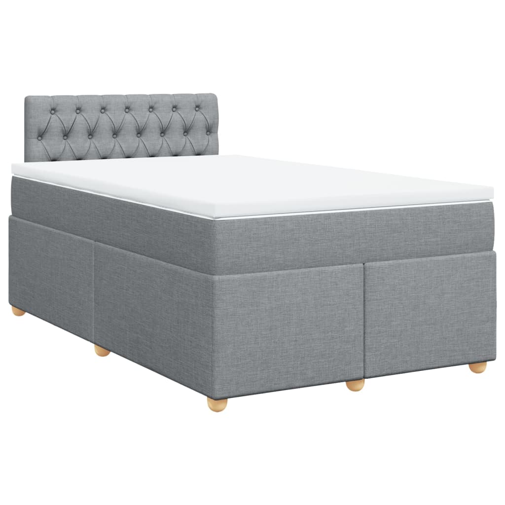 vidaXL Κρεβάτι Boxspring με Στρώμα Ανοιχτό Γκρι 120x190 εκ. Υφασμάτινο