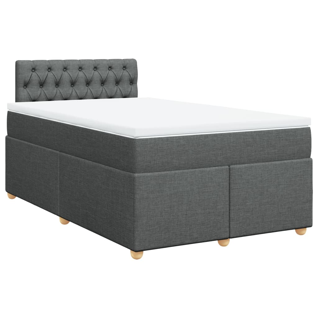 vidaXL Κρεβάτι Boxspring με Στρώμα Σκούρο Γκρι 120x190 εκ Υφασμάτινο