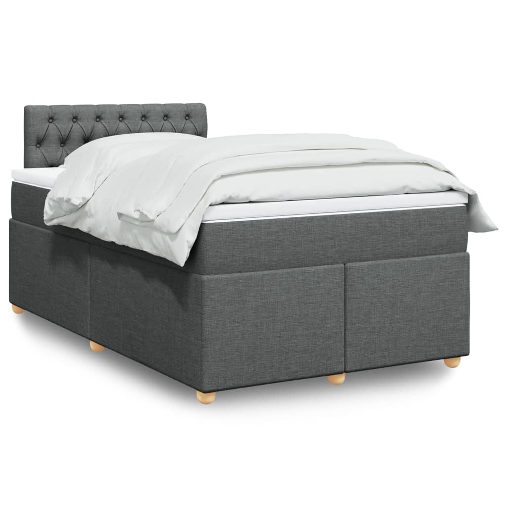 vidaXL Κρεβάτι Boxspring με Στρώμα Σκούρο Γκρι 120x190 εκ Υφασμάτινο