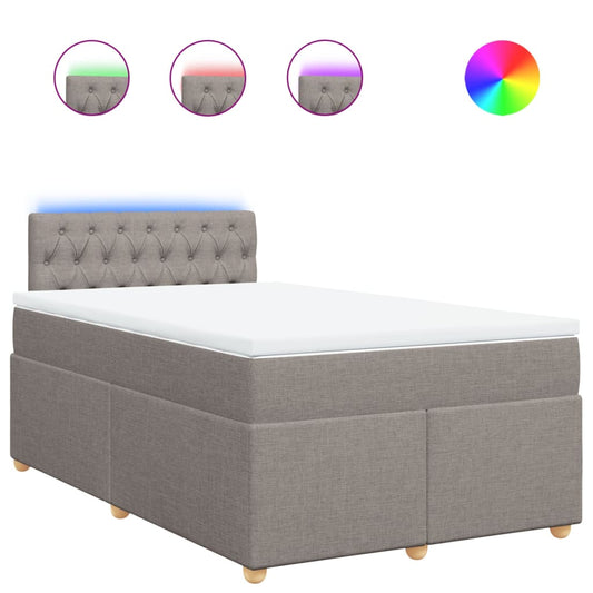 vidaXL Κρεβάτι Boxspring με Στρώμα Taupe 120x190 εκ. Υφασμάτινο