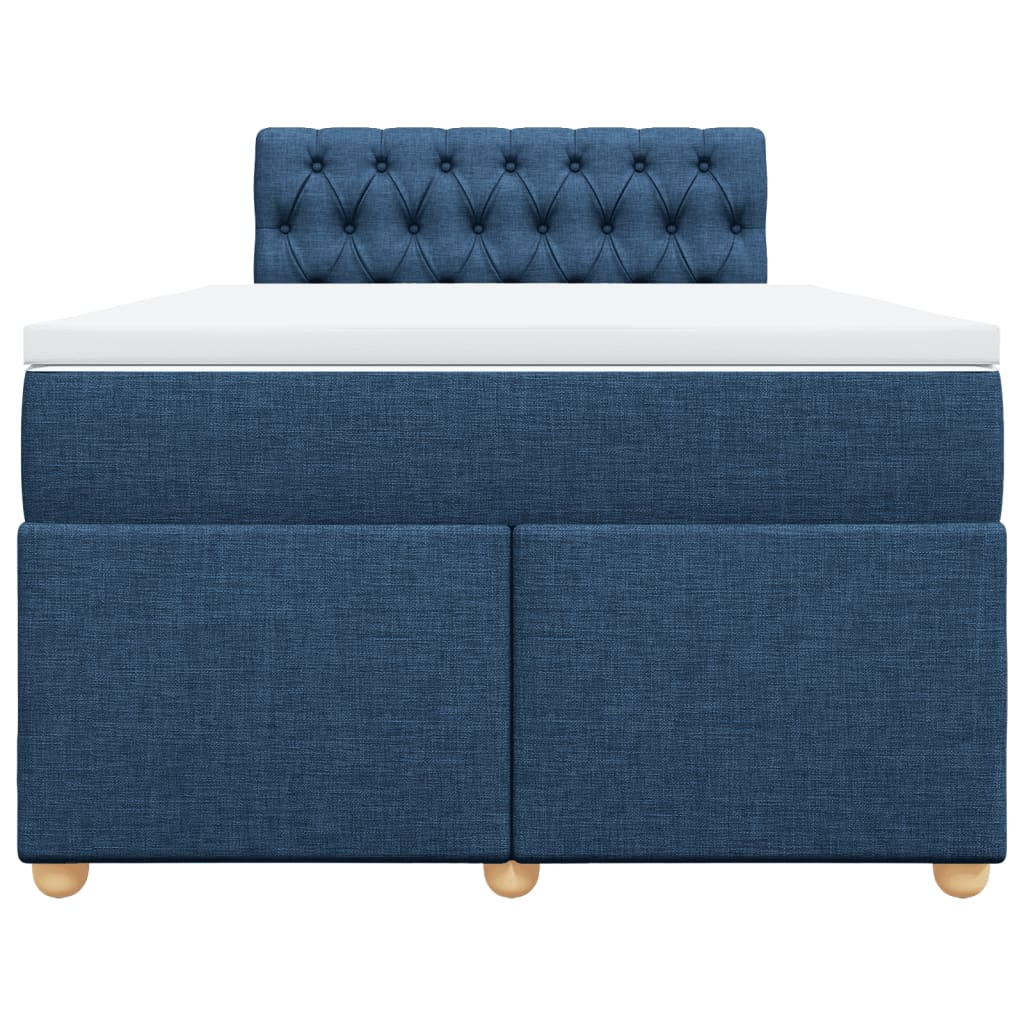 vidaXL Κρεβάτι Boxspring με Στρώμα Μπλε 120x190 εκ. Υφασμάτινο