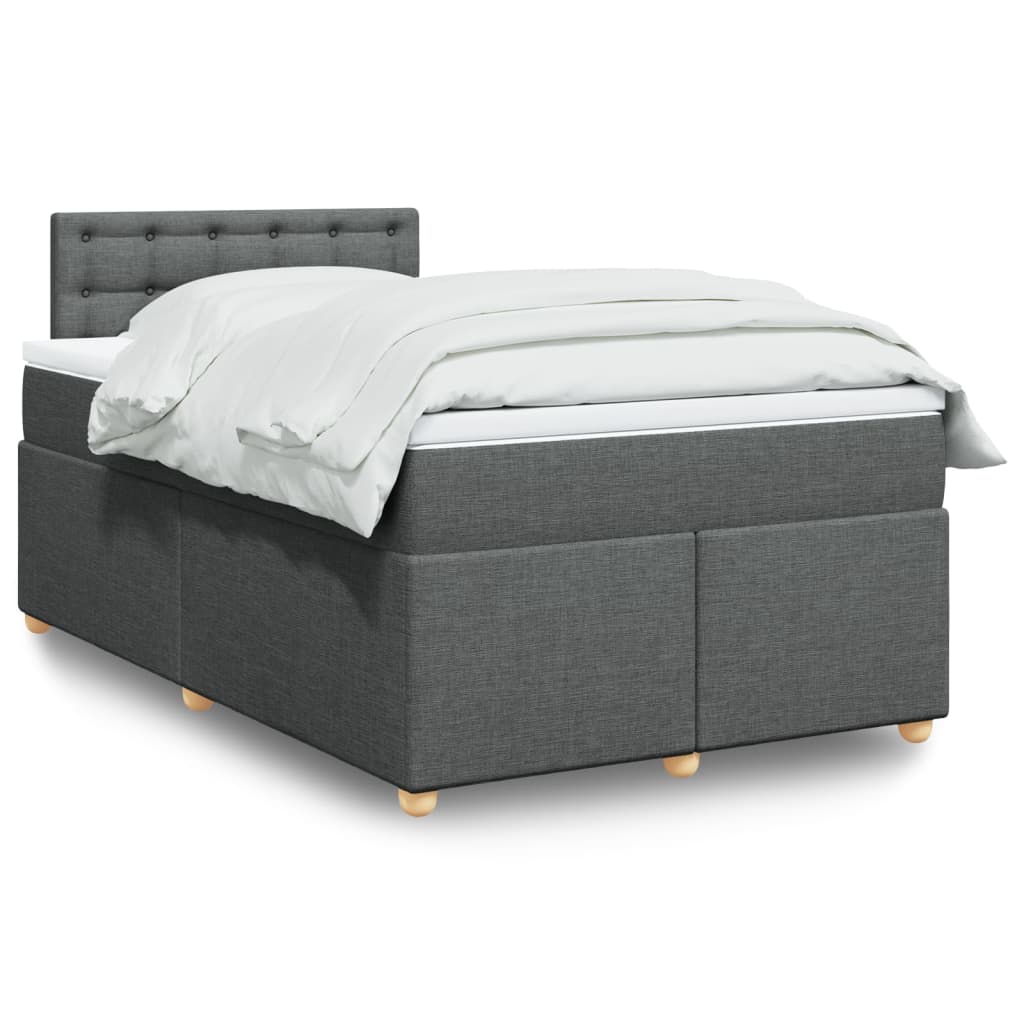 vidaXL Κρεβάτι Boxspring με Στρώμα Σκούρο Γκρι 120x190 εκ Υφασμάτινο