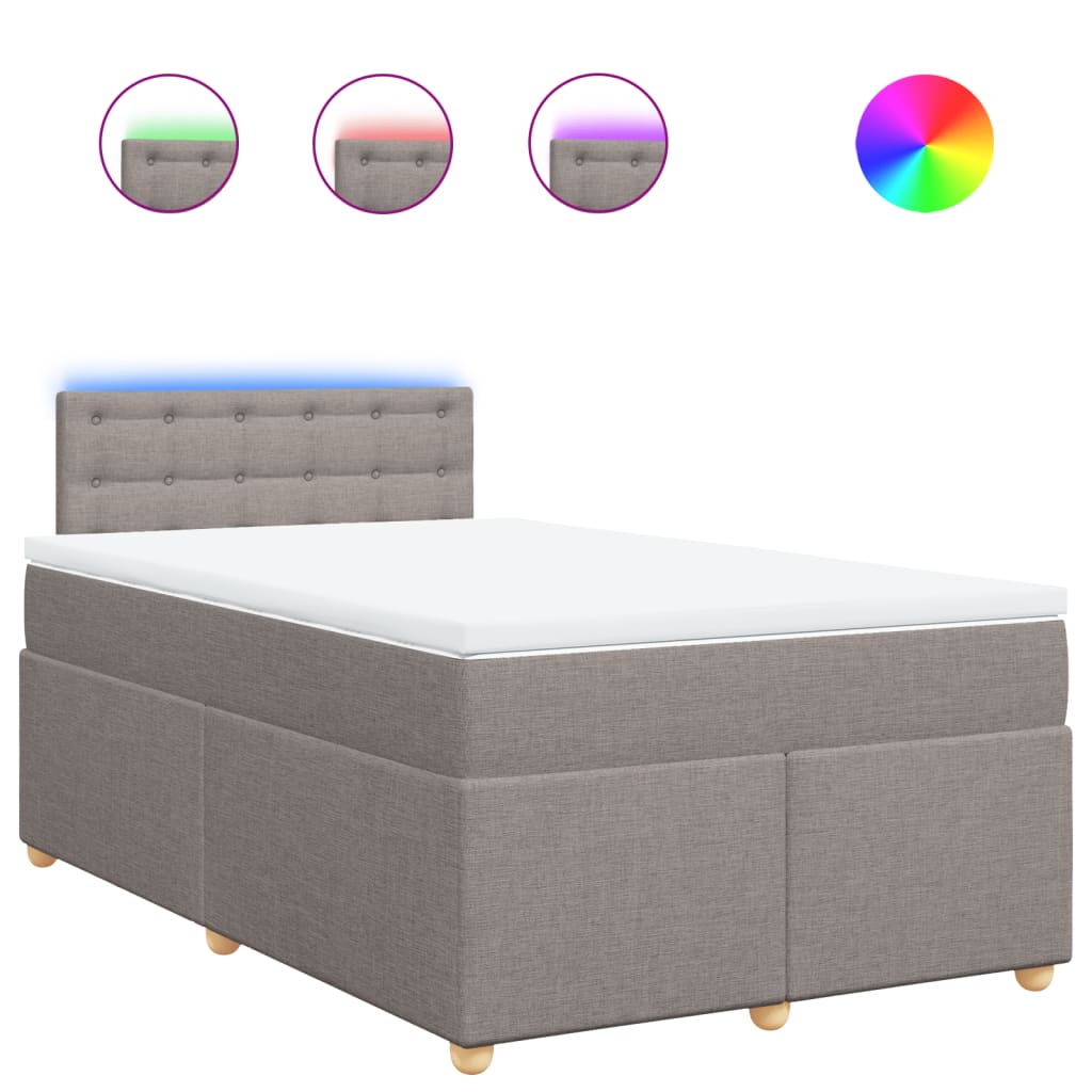 vidaXL Κρεβάτι Boxspring με Στρώμα Taupe 120x190 εκ. Υφασμάτινο
