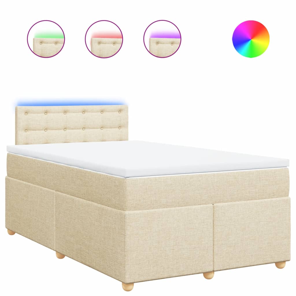 vidaXL Κρεβάτι Boxspring με Στρώμα Κρεμ 120x190 εκ. Υφασμάτινο