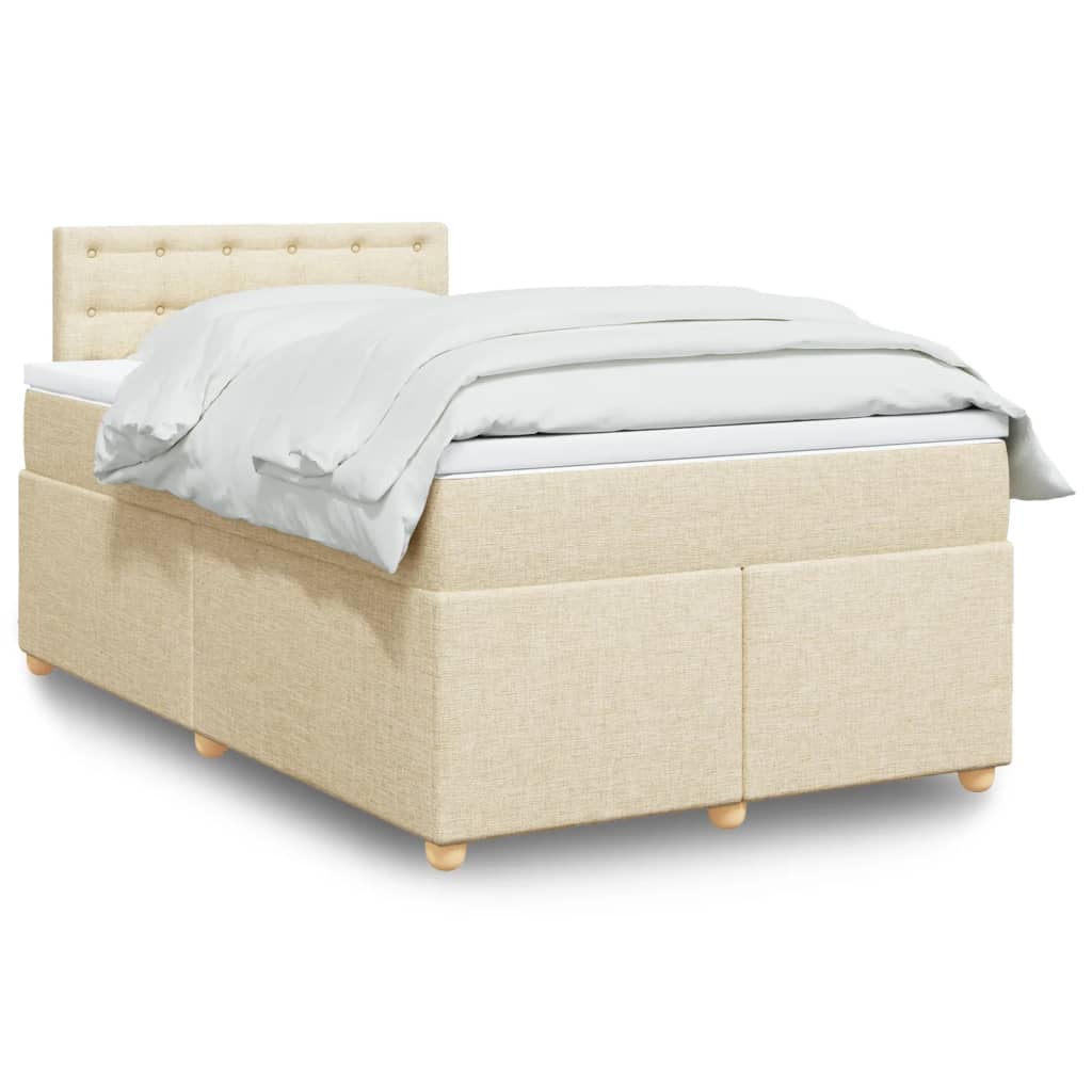vidaXL Κρεβάτι Boxspring με Στρώμα Κρεμ 120x190 εκ. Υφασμάτινο