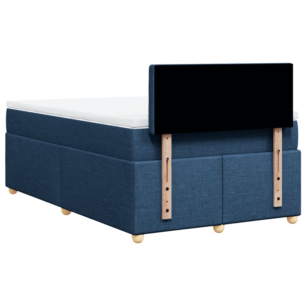 vidaXL Κρεβάτι Boxspring με Στρώμα Μπλε 120x190 εκ. Υφασμάτινο