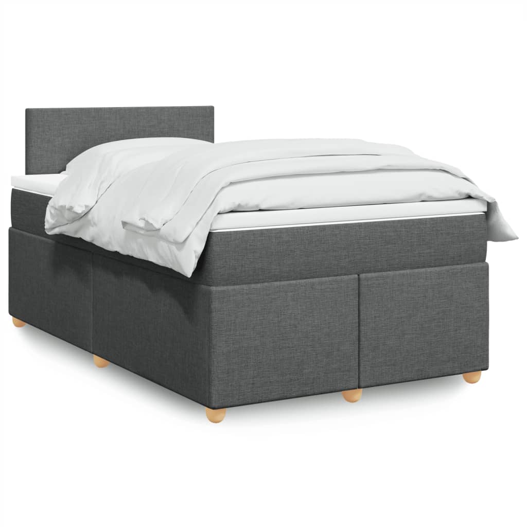 vidaXL Κρεβάτι Boxspring με Στρώμα Σκούρο Γκρι 120x200 εκ. Υφασμάτινο