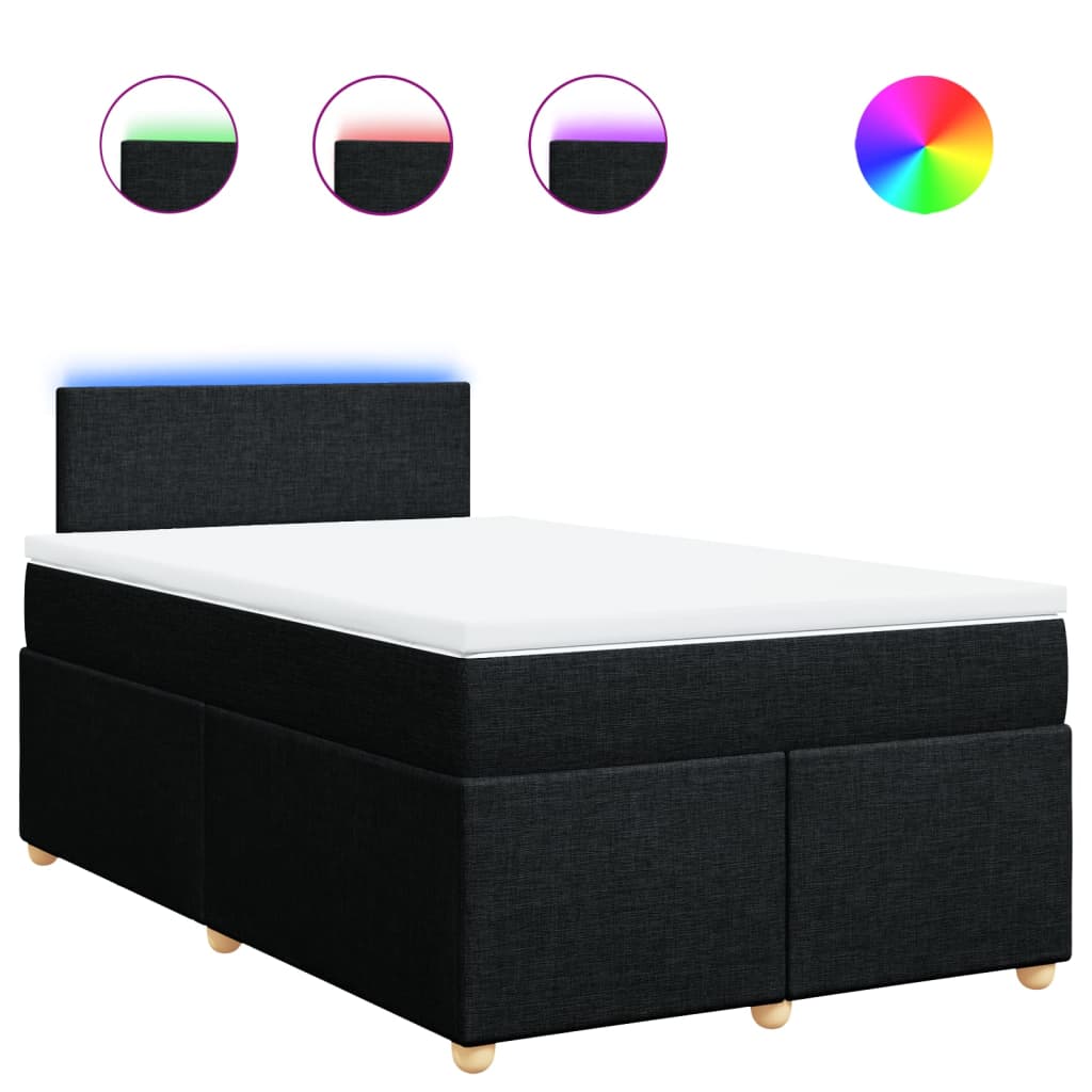 vidaXL Κρεβάτι Boxspring με Στρώμα Μαύρο 120x200 εκ. Υφασμάτινο
